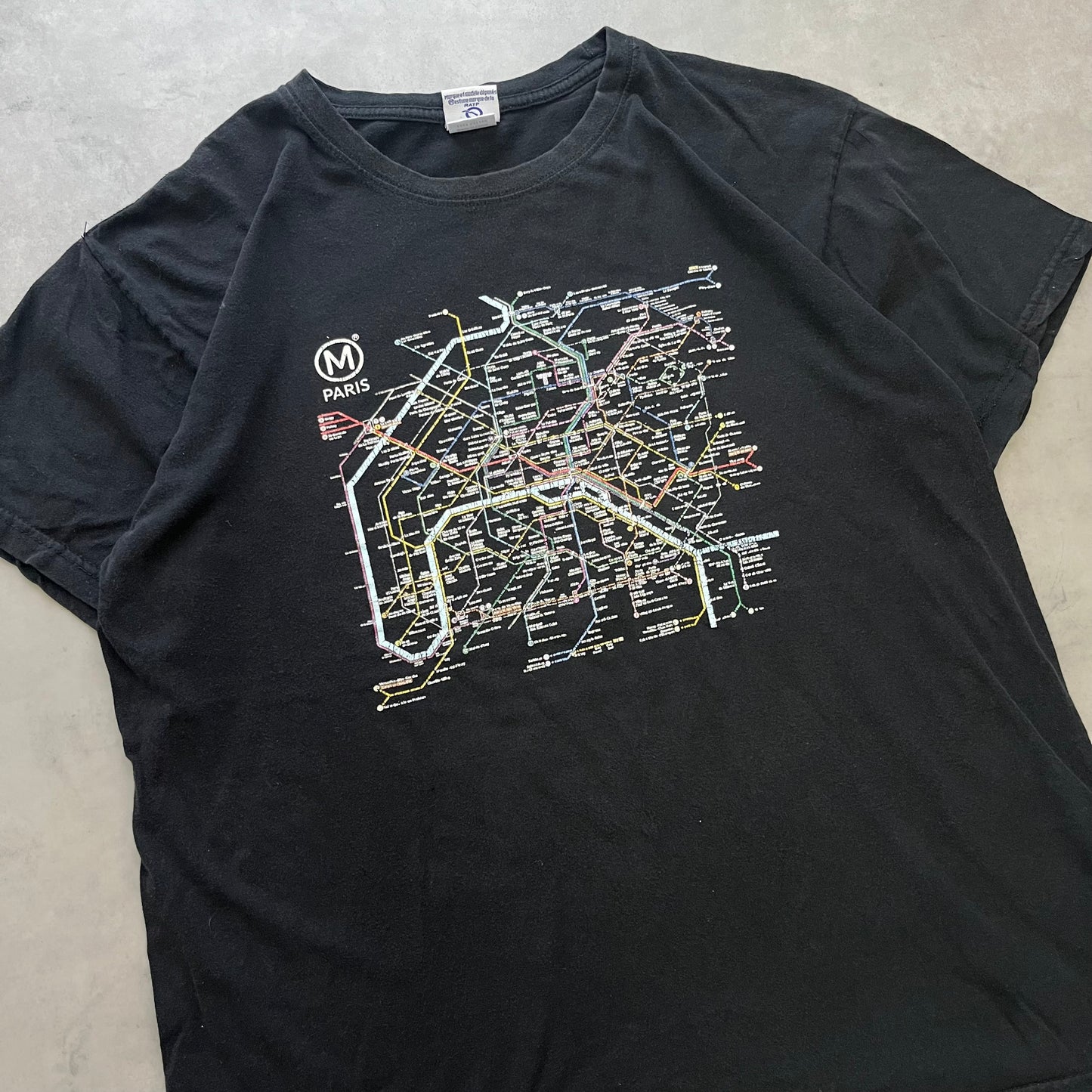 【USED】Paris Metro Map Graphic Tee City Style Black
