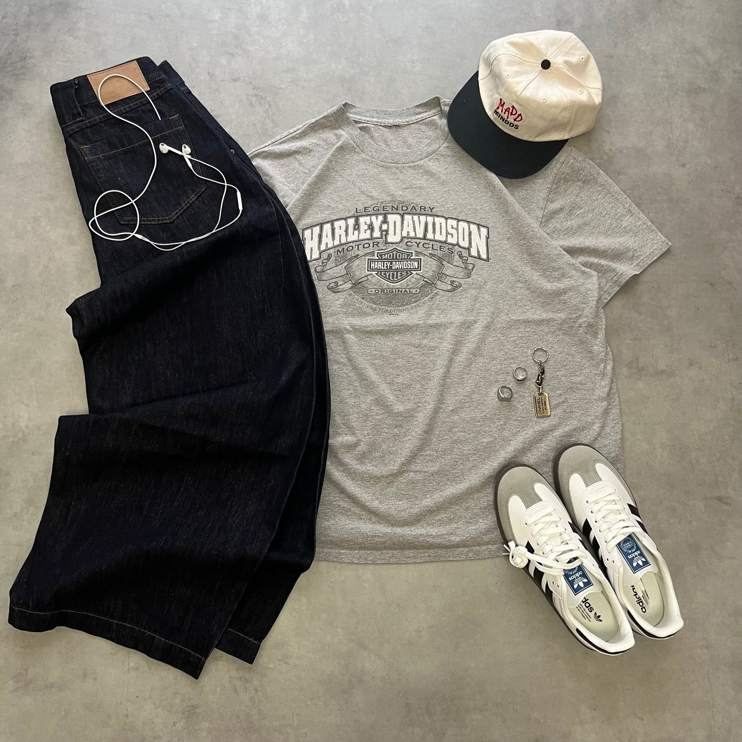 【USED】00s Harley-Davidson 2009 Double-Sided Logo Tee Gray