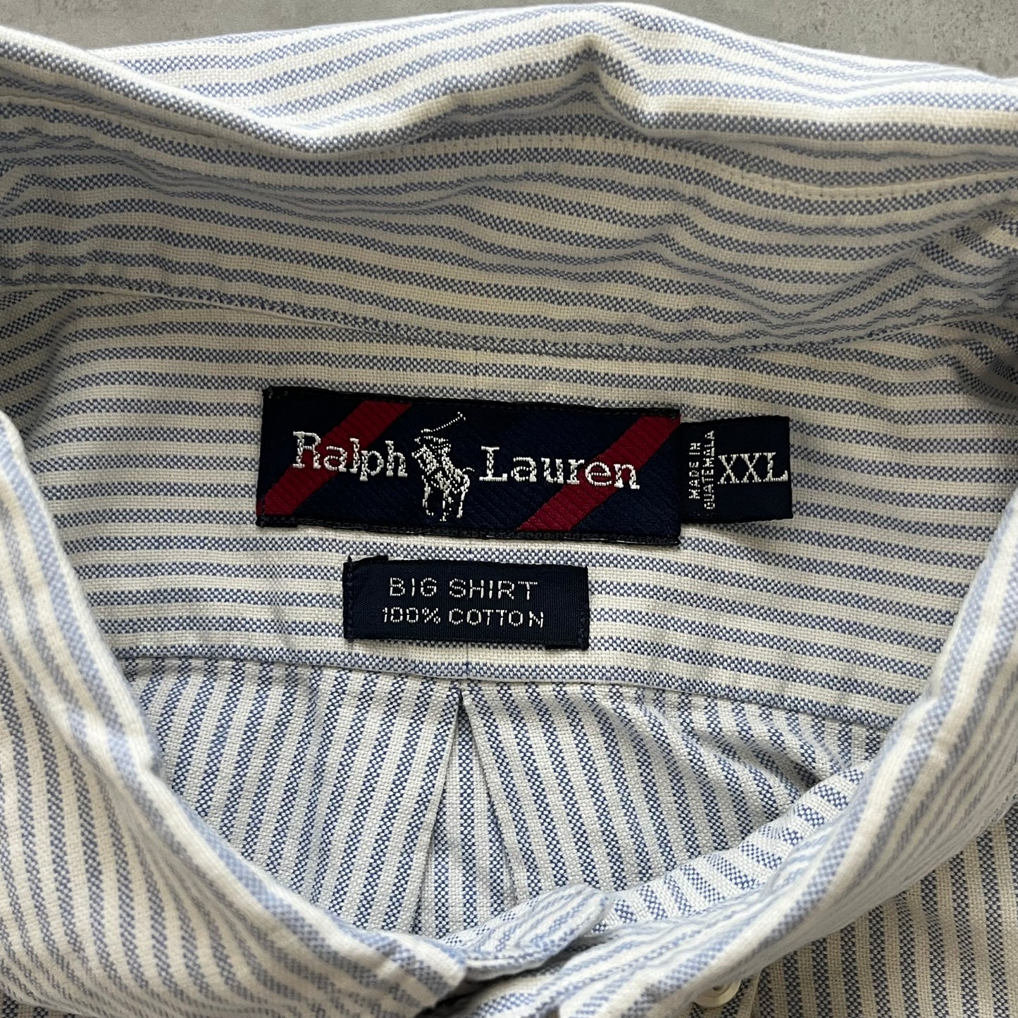 【USED】Polo Ralph Lauren Big Shirt Light Blue Stripe Embroidery