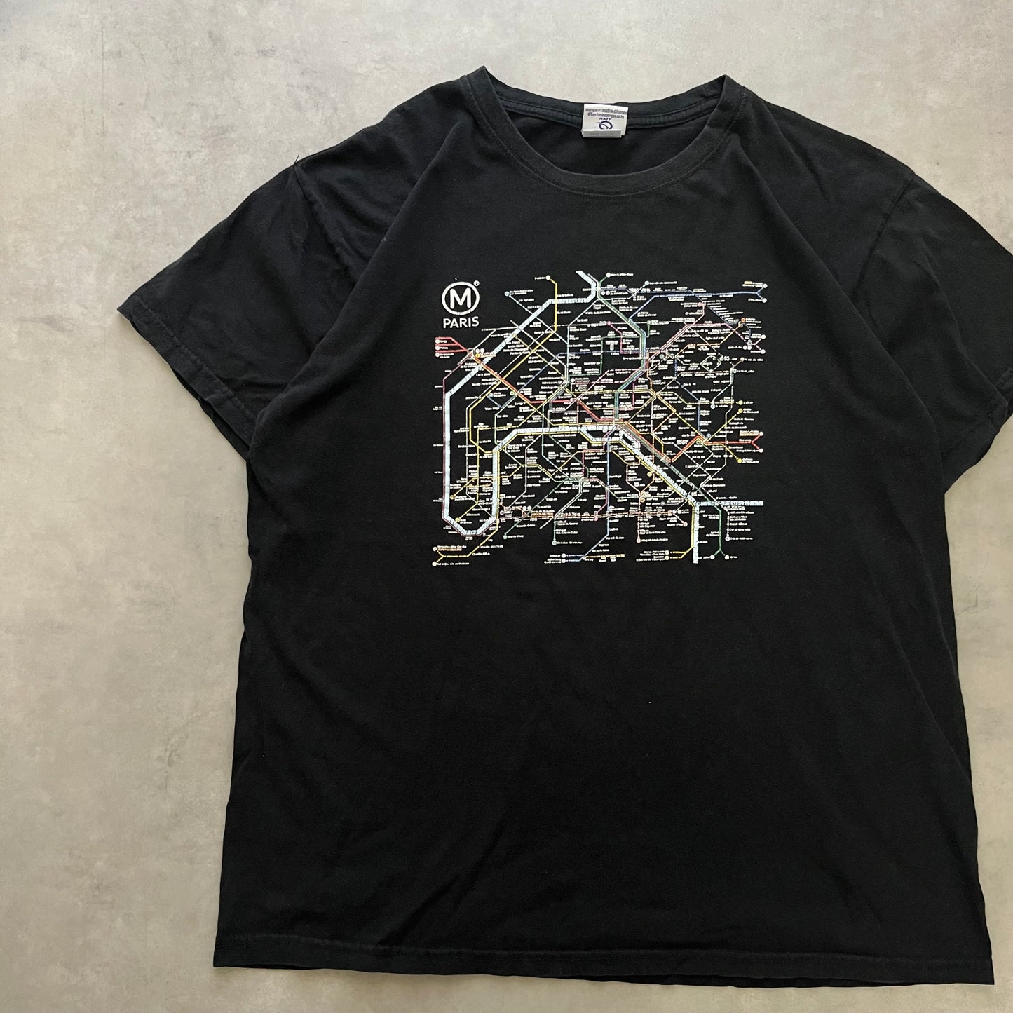 【USED】Paris Metro Map Graphic Tee City Style Black