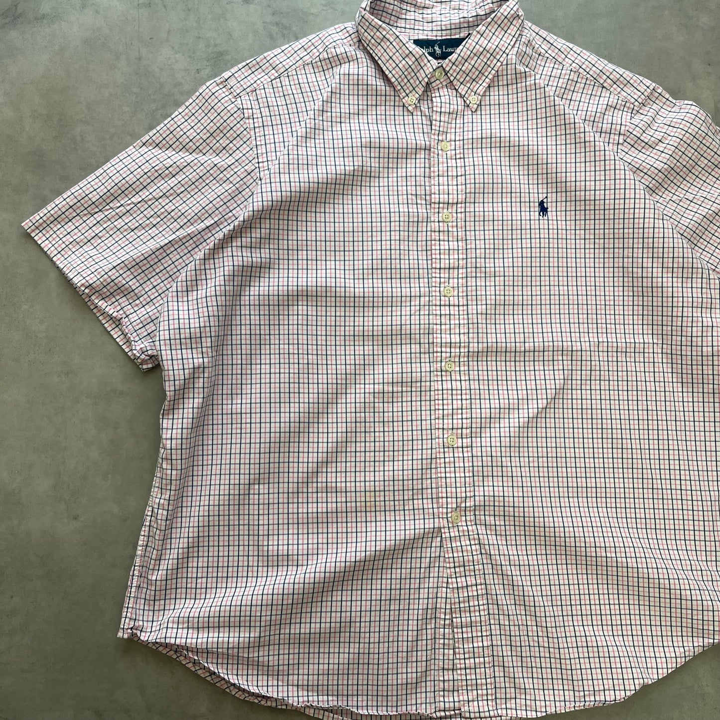 【USED】Polo Ralph Lauren Classic Fit Check S/S Shirt Pink/Navy XXL