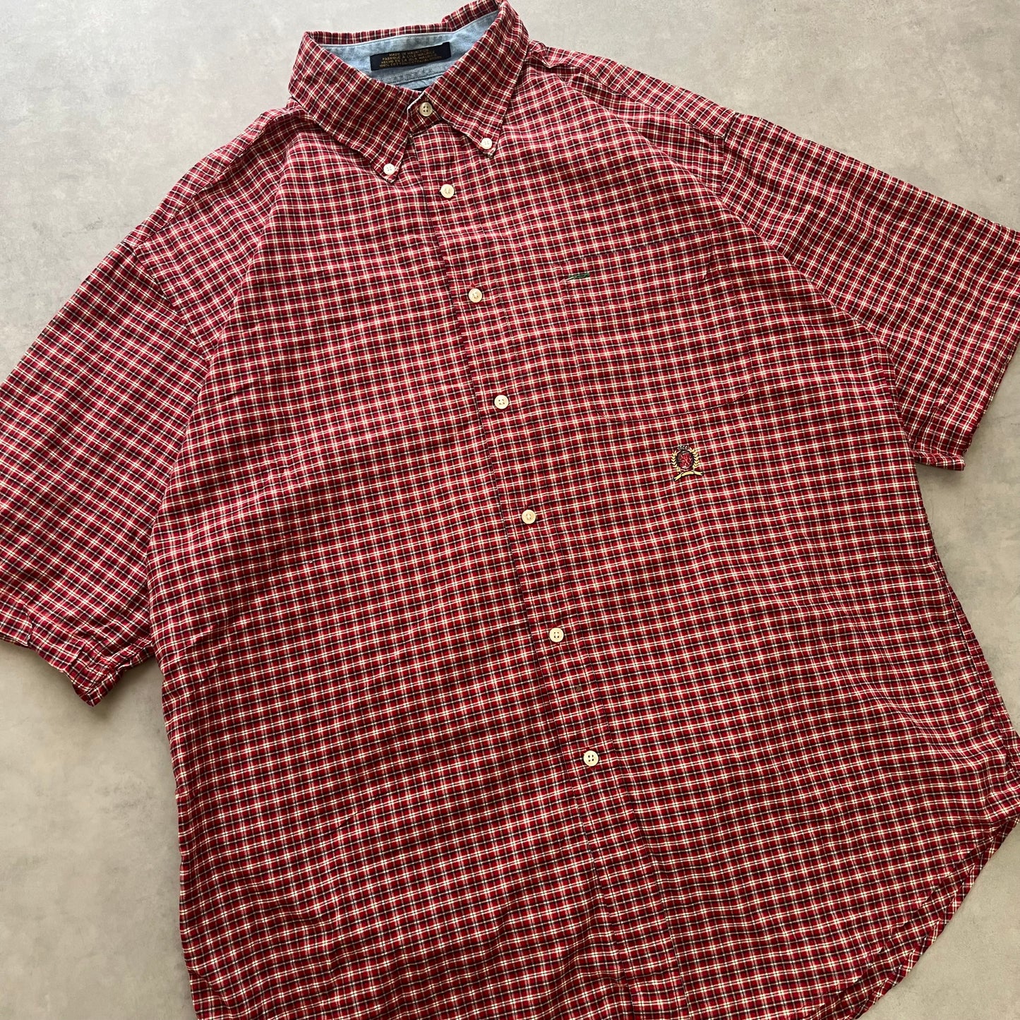 【USED】Tommy Check Button Down Shirt Logo Embroidery