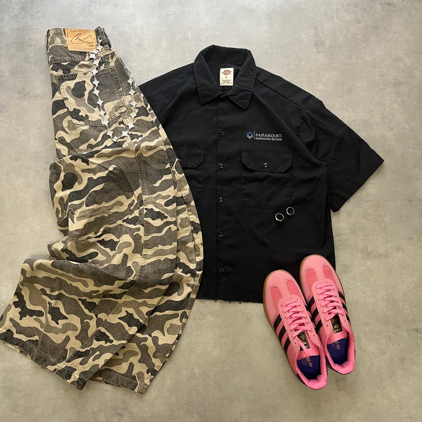【USED】Dickies Raw Hem Work Style Short Shirt