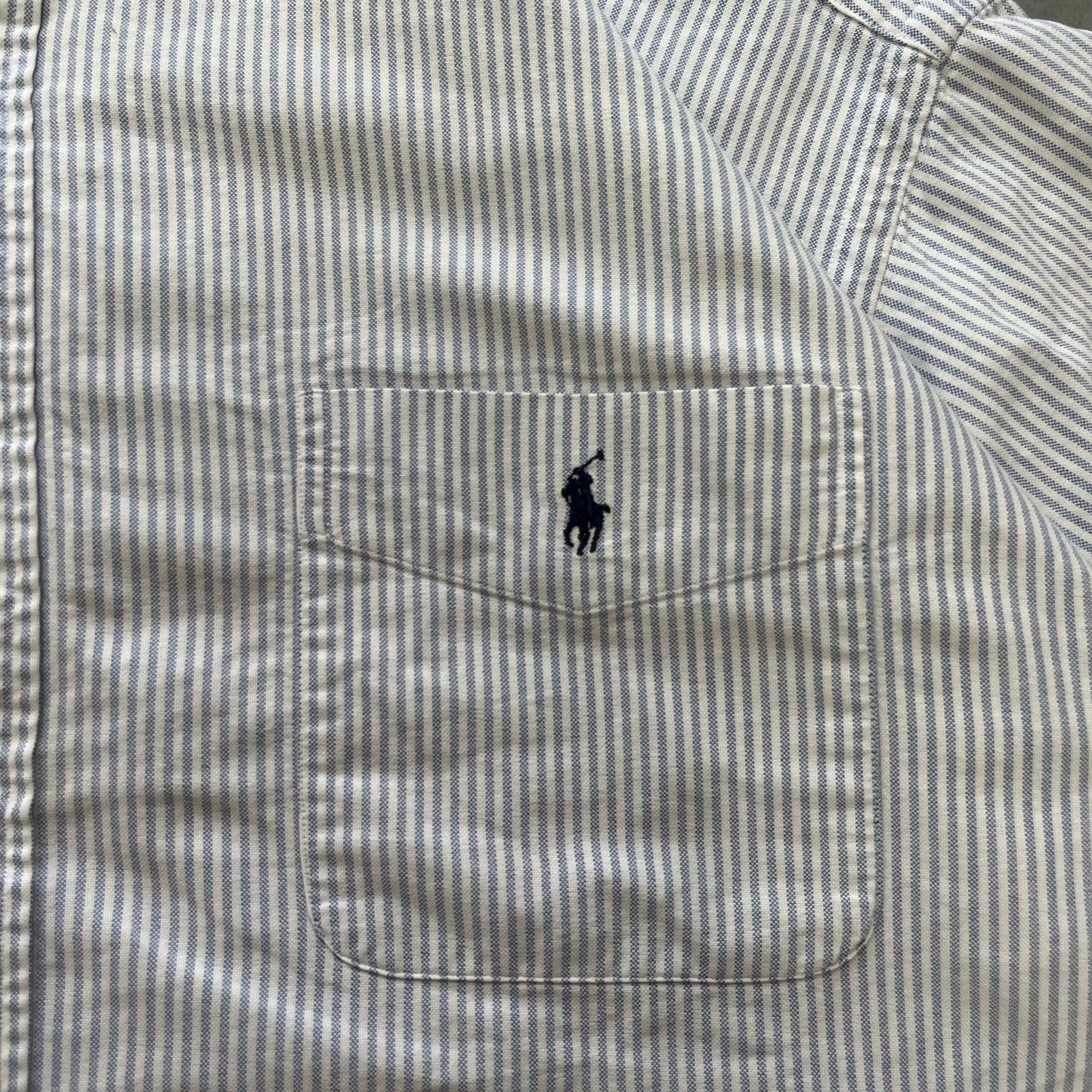 【USED】Polo Ralph Lauren Big Shirt Light Blue Stripe Embroidery