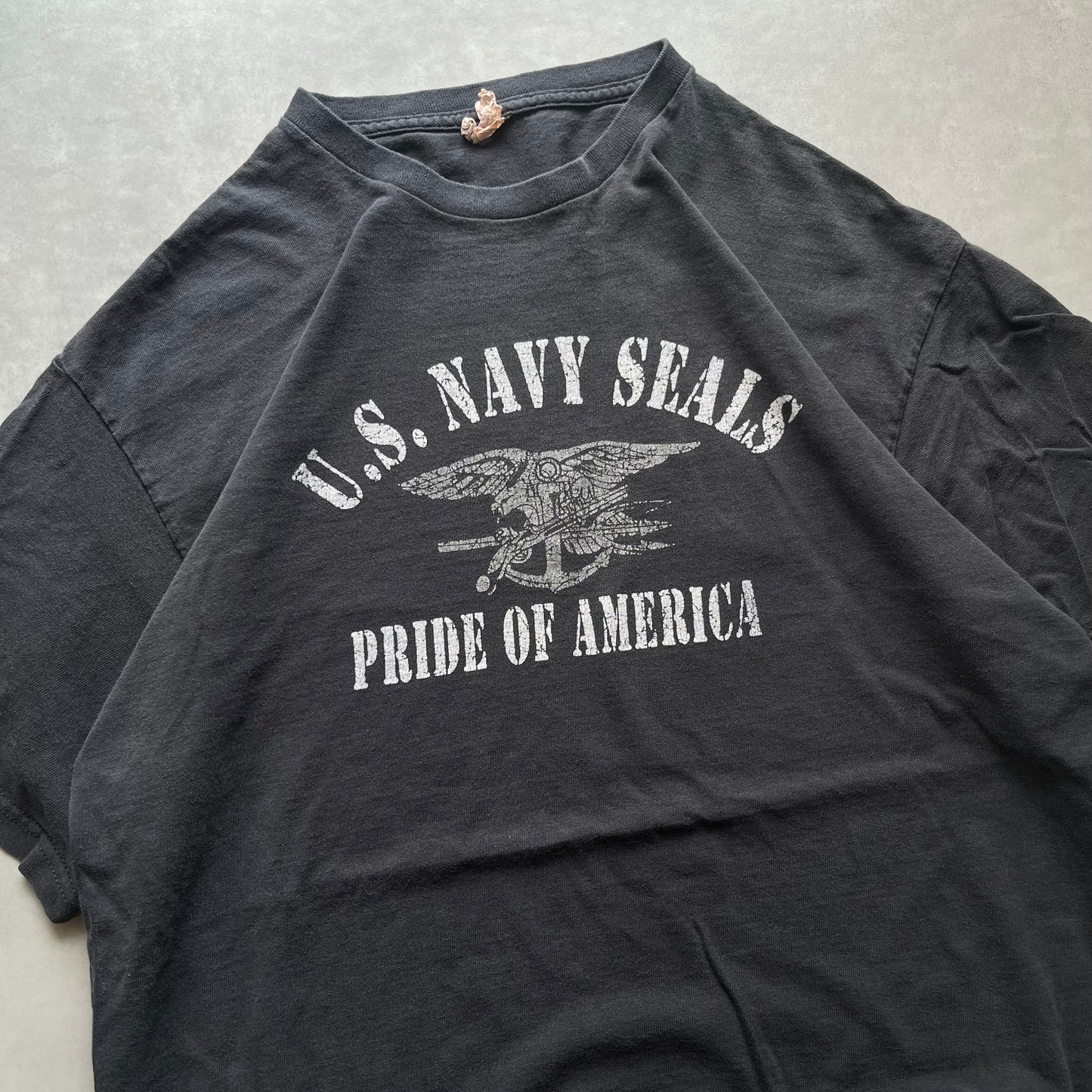 【USED】US Navy Seals Pride Of America Logo Tee Black L Size