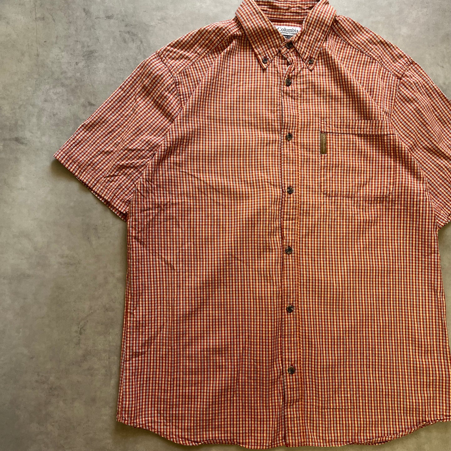 【USED】Columbia Check BD Short Sleeve Shirt Orange
