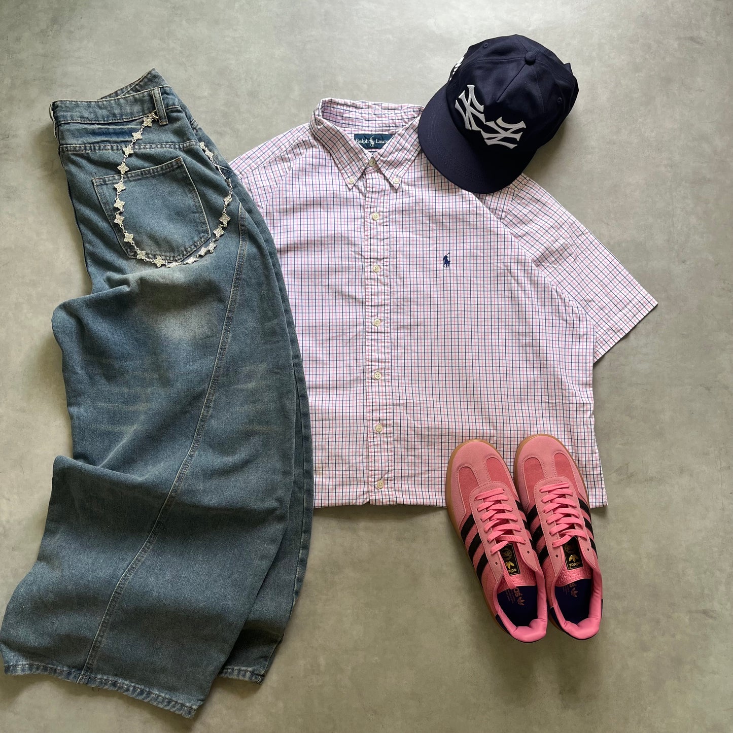 【USED】Polo Ralph Lauren Classic Fit Check S/S Shirt Pink/Navy XXL