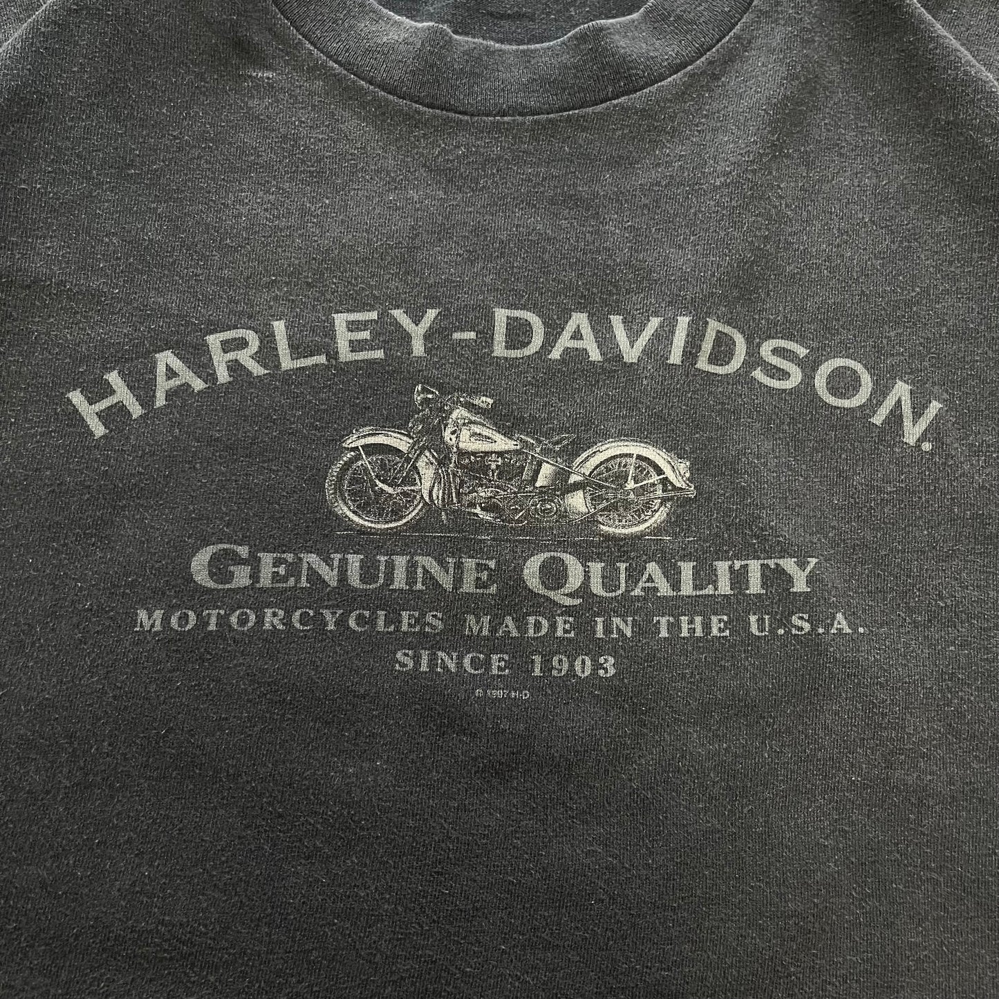 【USED】Harley-Davidson 90s Double-Sided Print Tee 1997 Copyright Black XL
