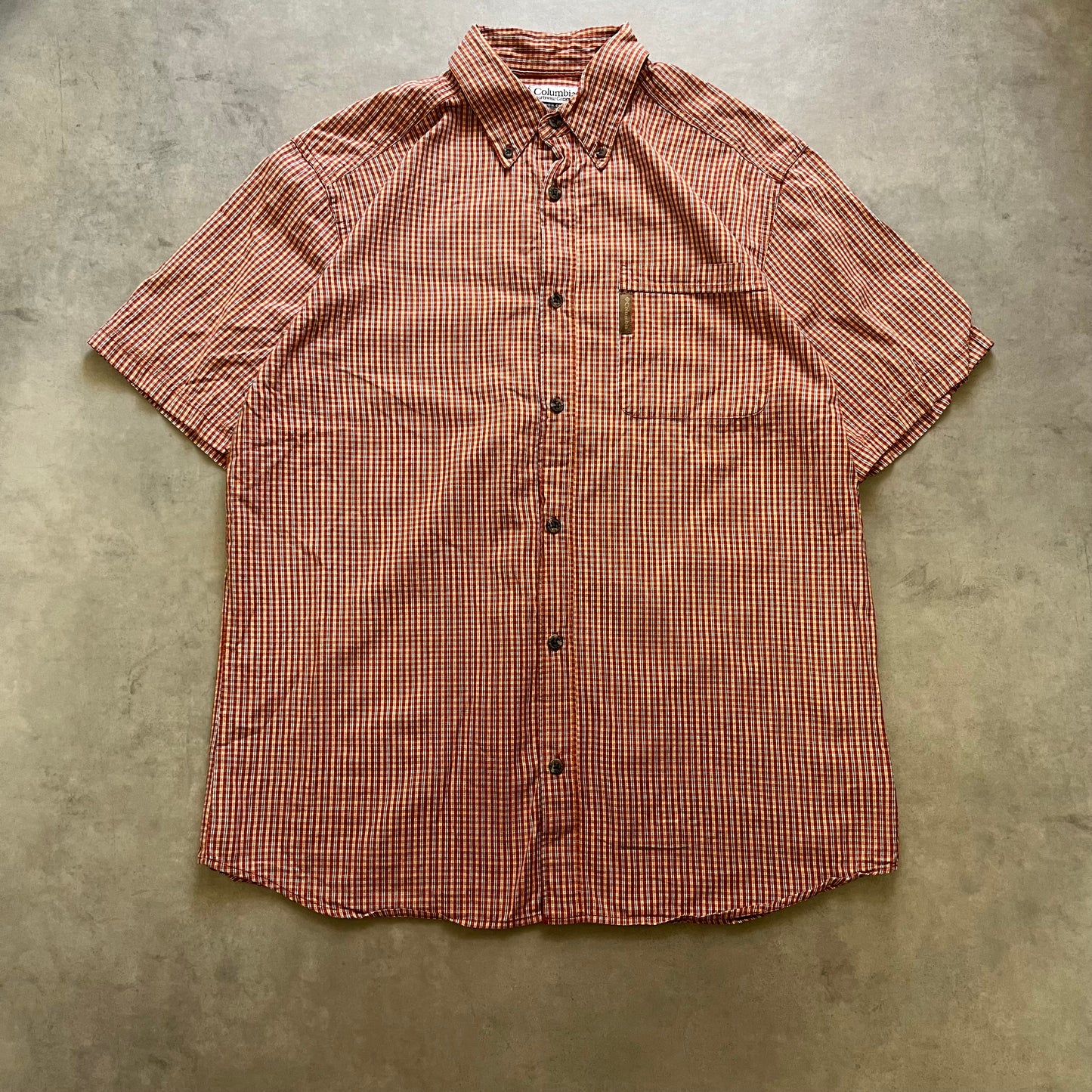 【USED】Columbia Check BD Short Sleeve Shirt Orange