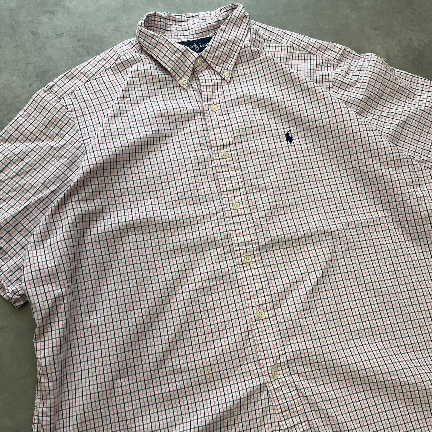 【USED】Polo Ralph Lauren Classic Fit Check S/S Shirt Pink/Navy XXL
