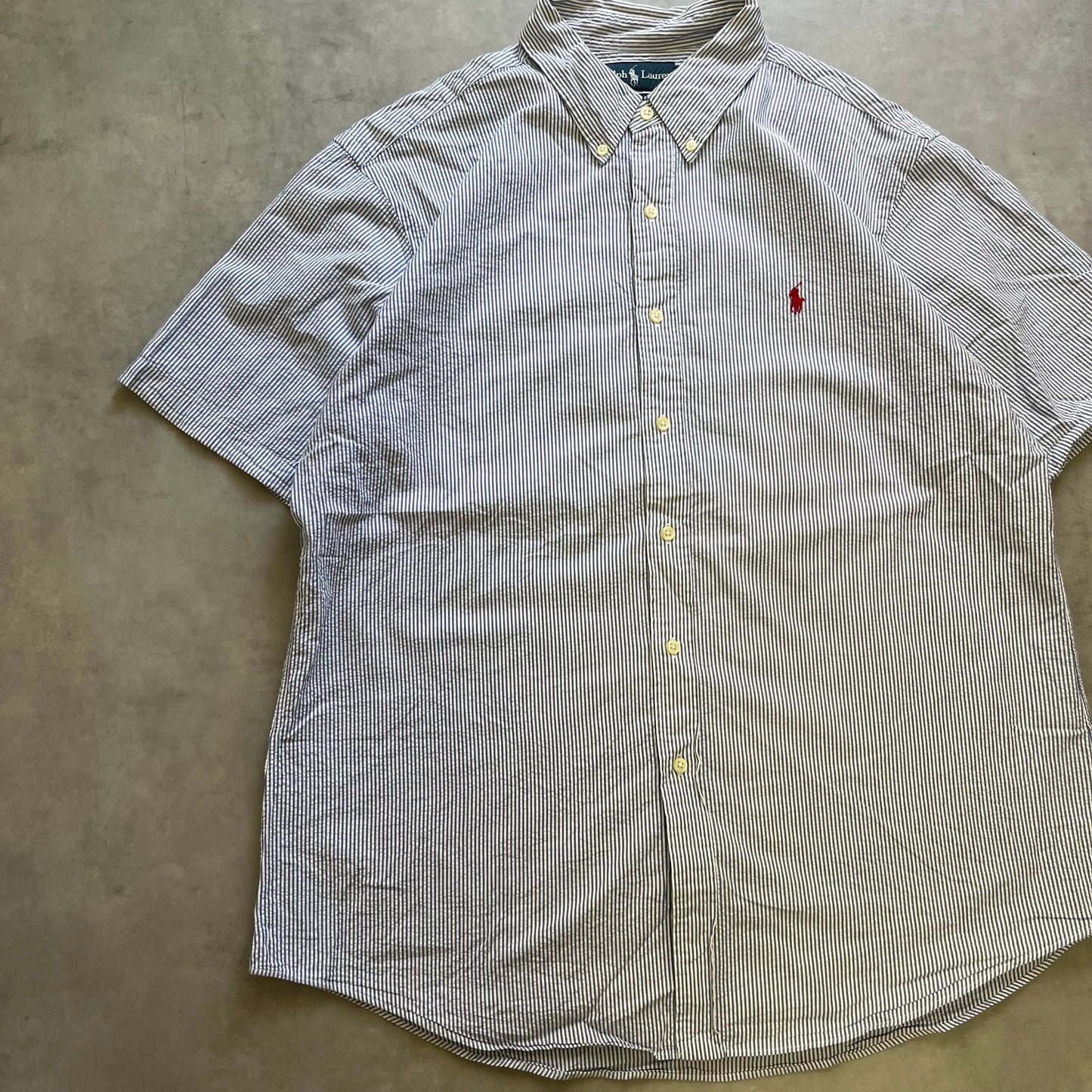 【USED】90s Polo Ralph Lauren Stripe Shirt Embroidered Pony Logo