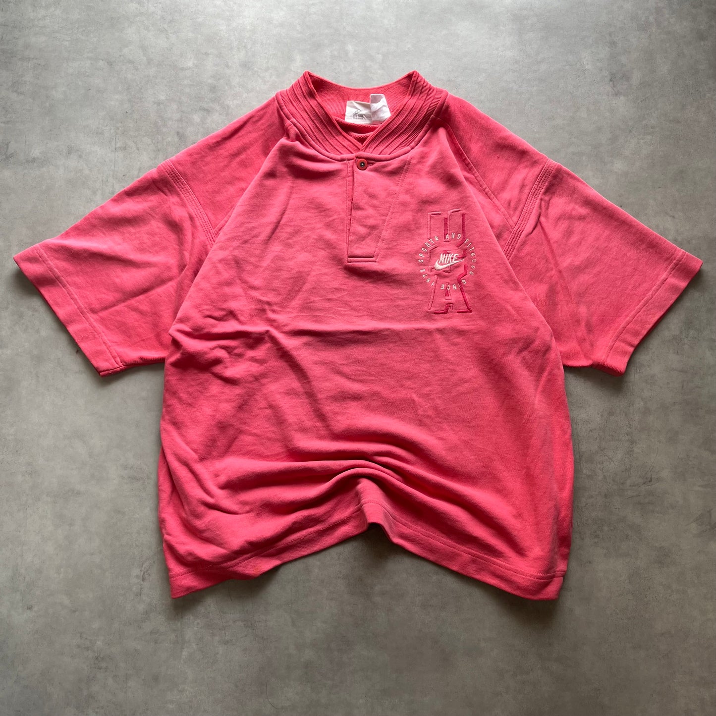 【USED】90s Nike Embroidered Sweat Tee Pink Big Arm Style