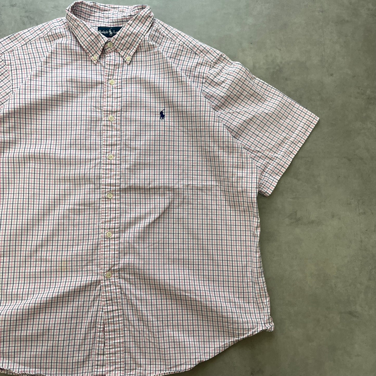 【USED】Polo Ralph Lauren Classic Fit Check S/S Shirt Pink/Navy XXL