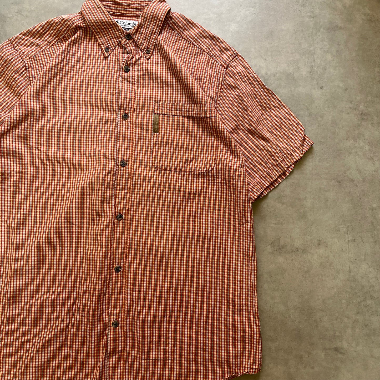 【USED】Columbia Check BD Short Sleeve Shirt Orange