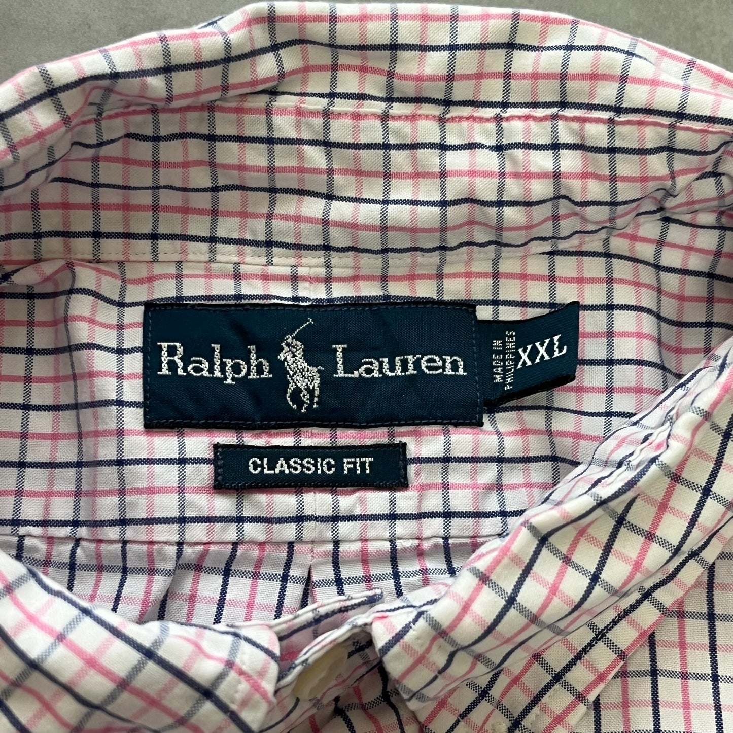 【USED】Polo Ralph Lauren Classic Fit Check S/S Shirt Pink/Navy XXL