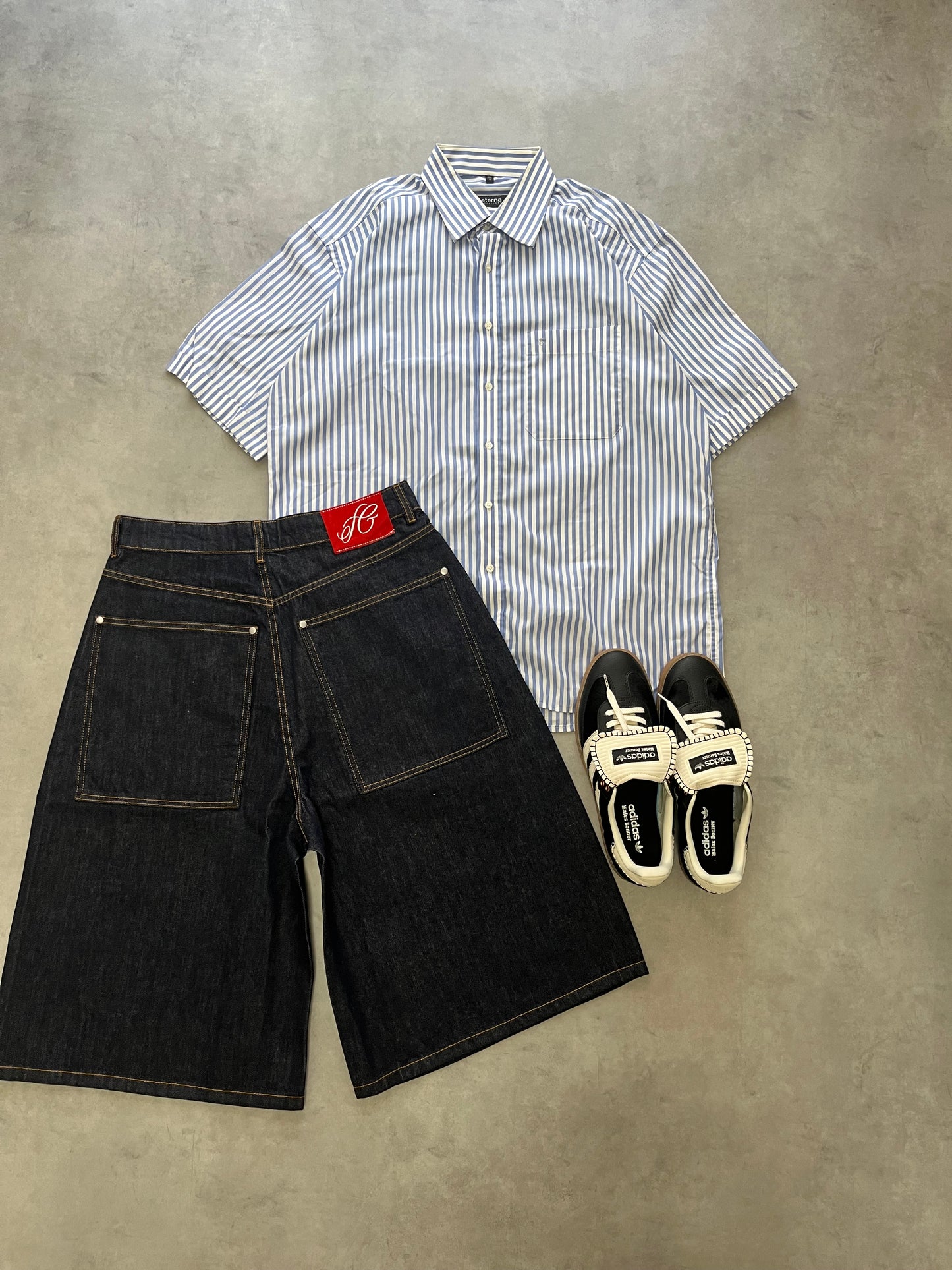 【USED】Striped Cotton Shirt Summer Style Relax Fit
