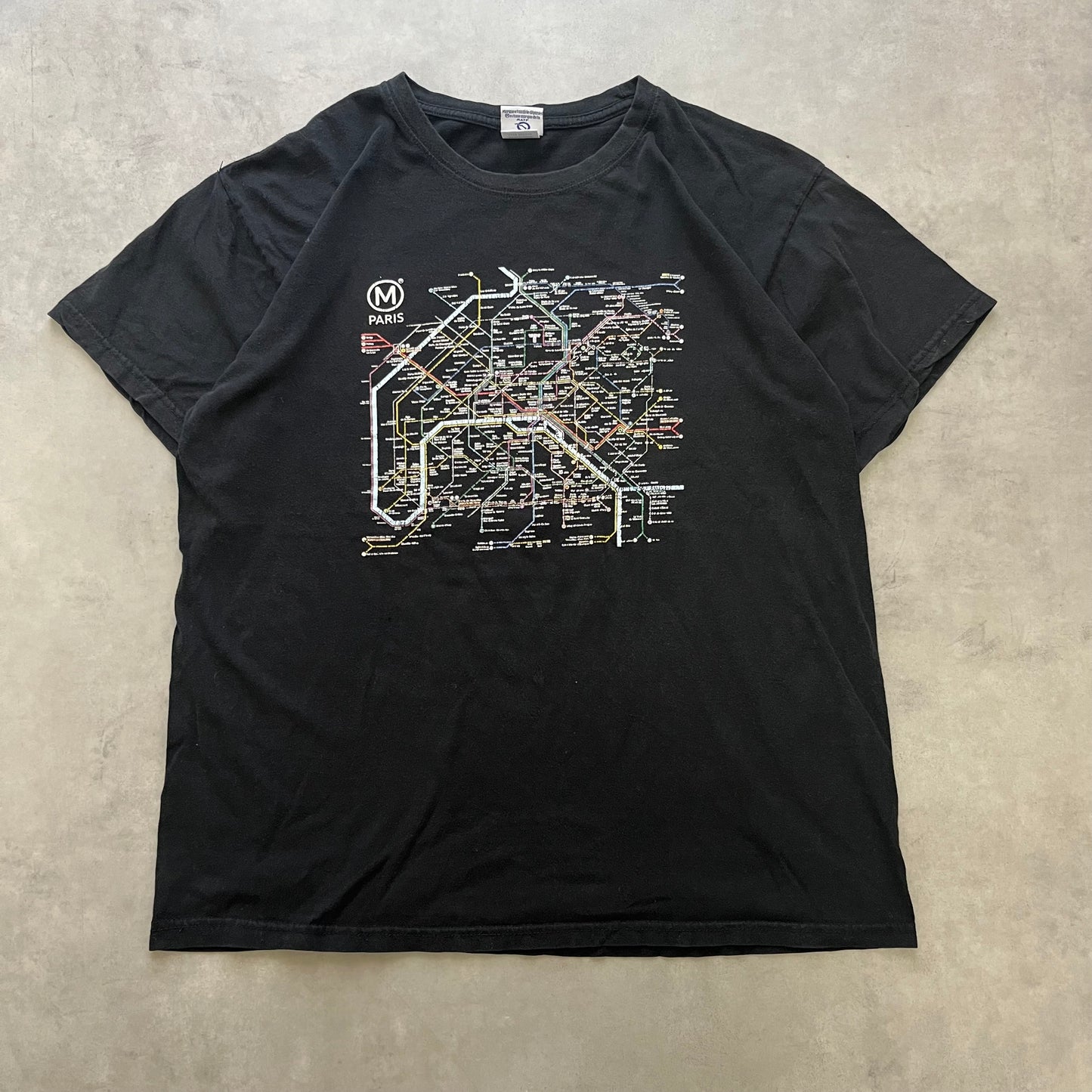 【USED】Paris Metro Map Graphic Tee City Style Black