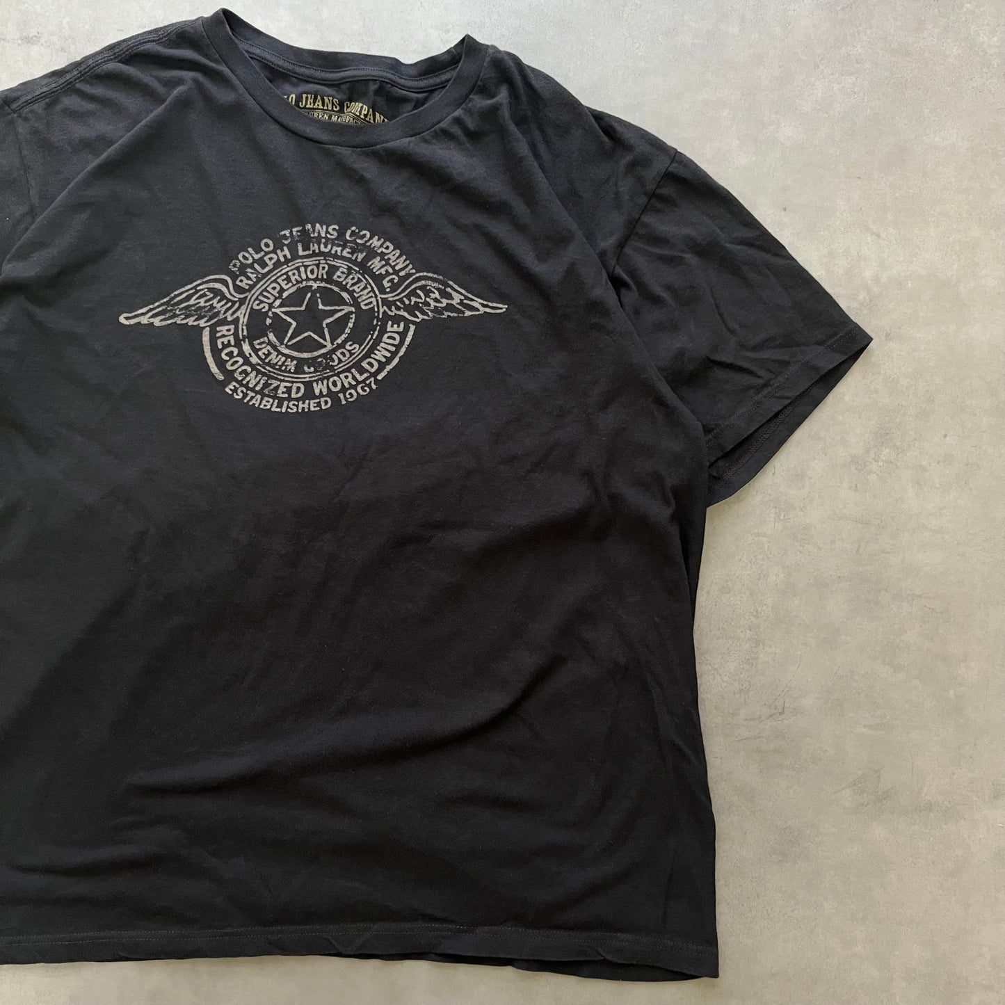 【USED】Polo Jeans Company Graphic Tee Y2K Style Black