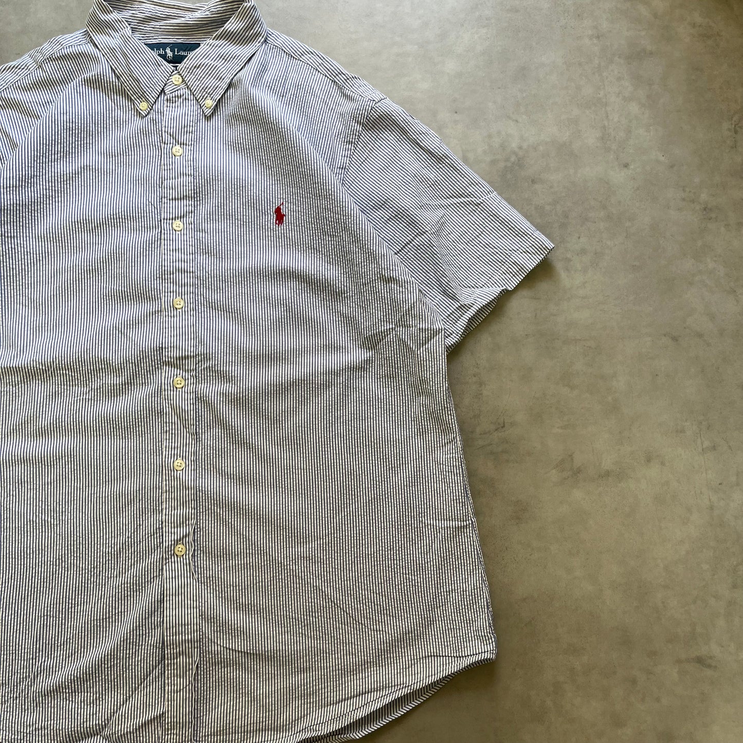 【USED】90s Polo Ralph Lauren Stripe Shirt Embroidered Pony Logo