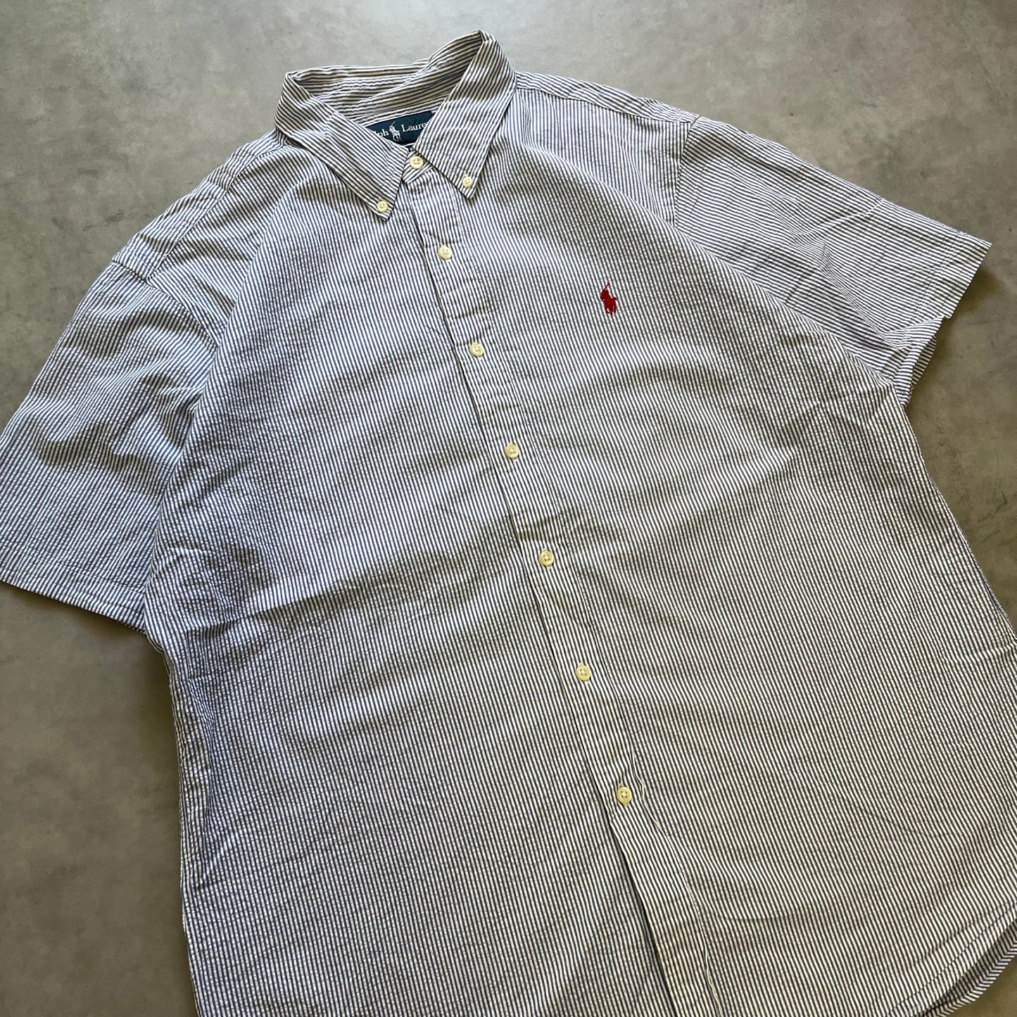 【USED】90s Polo Ralph Lauren Stripe Shirt Embroidered Pony Logo