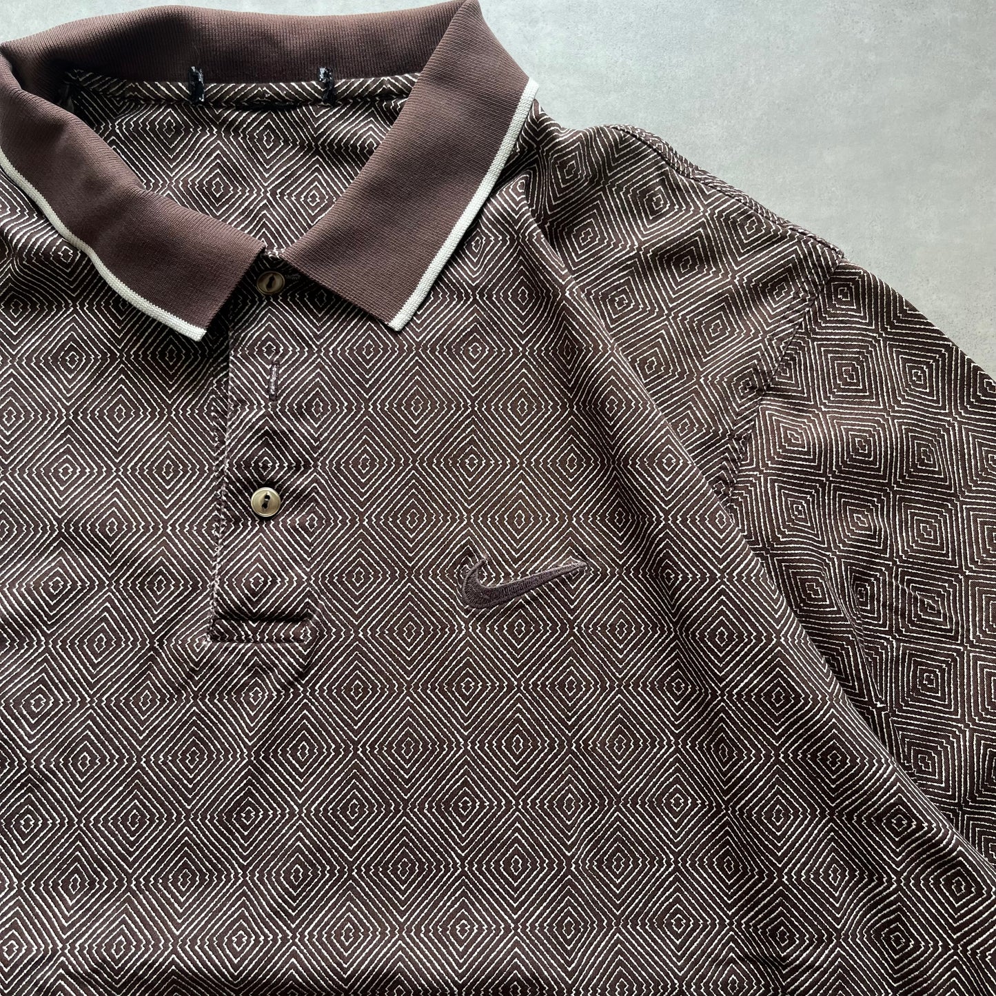 【USED】Nike Patterned Polo Shirt Embroidered Logo Y2K Style