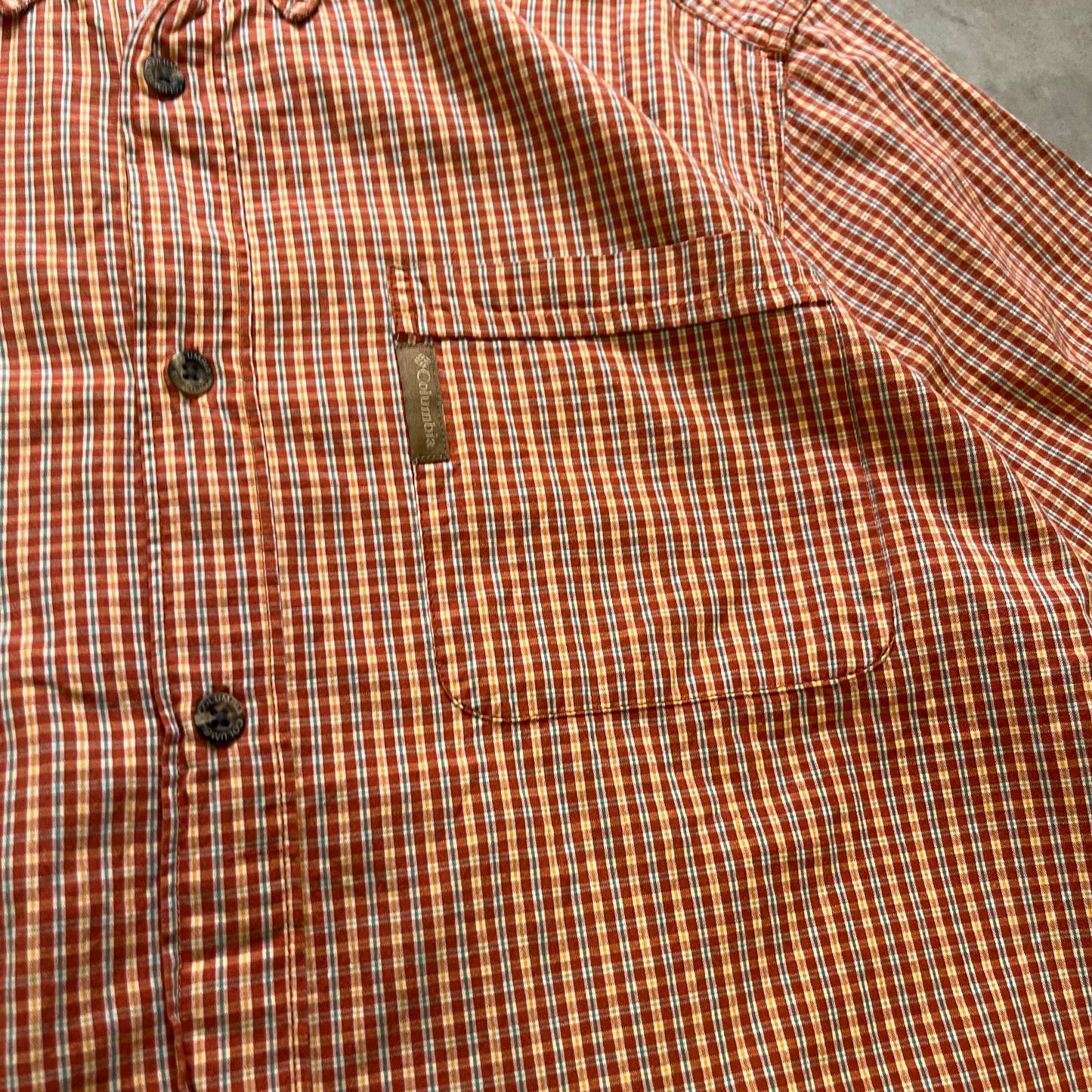【USED】Columbia Check BD Short Sleeve Shirt Orange