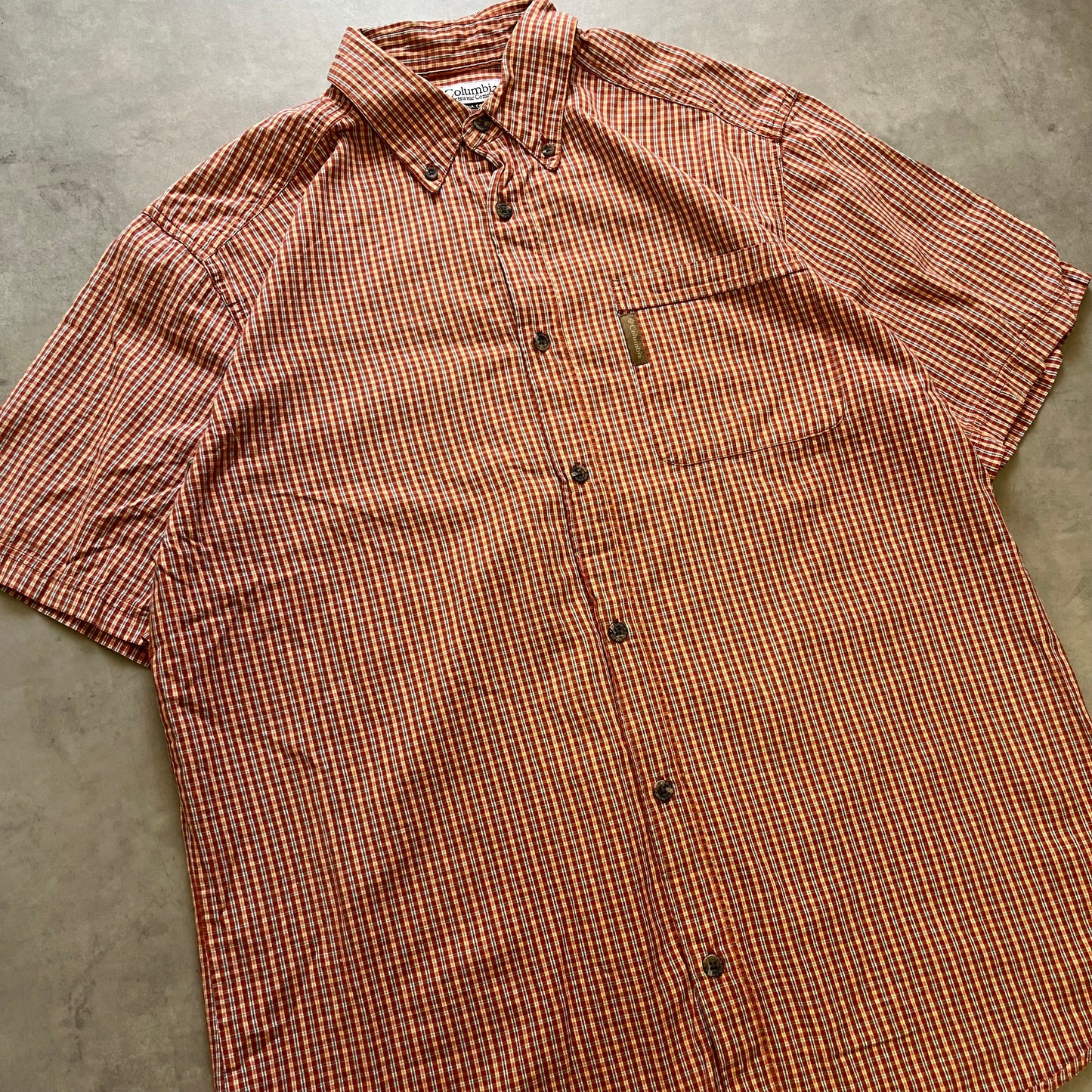 【USED】Columbia Check BD Short Sleeve Shirt Orange