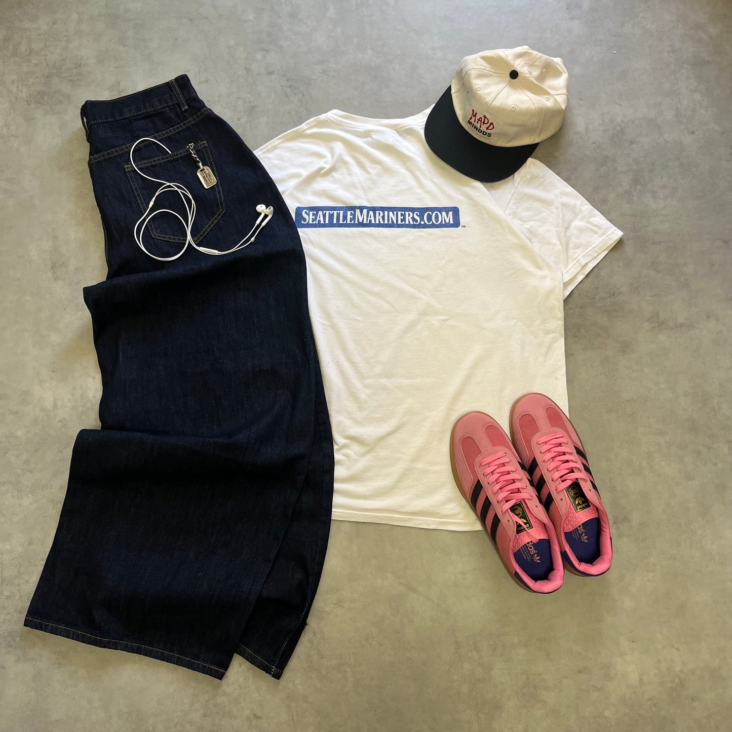 【USED】MLB Mariners Tee White XL Anvil Body