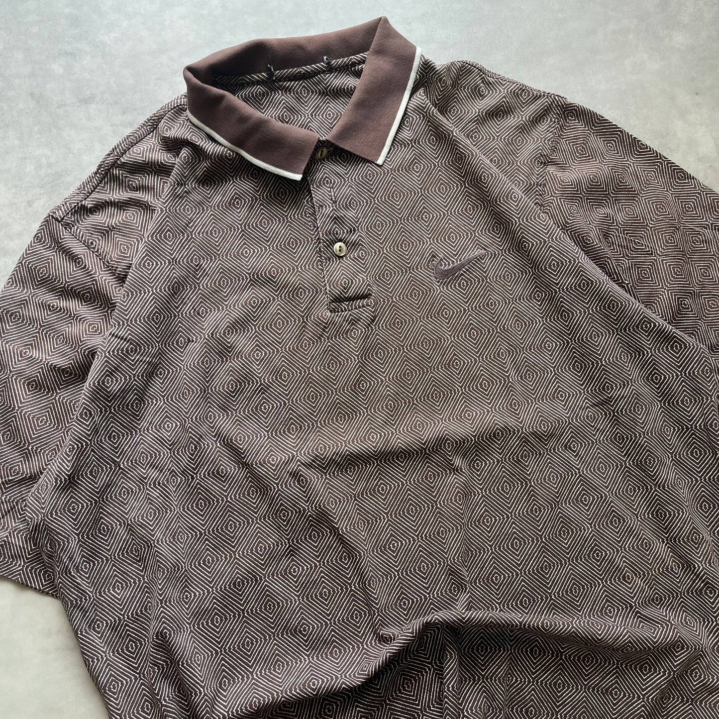 【USED】Nike Patterned Polo Shirt Embroidered Logo Y2K Style