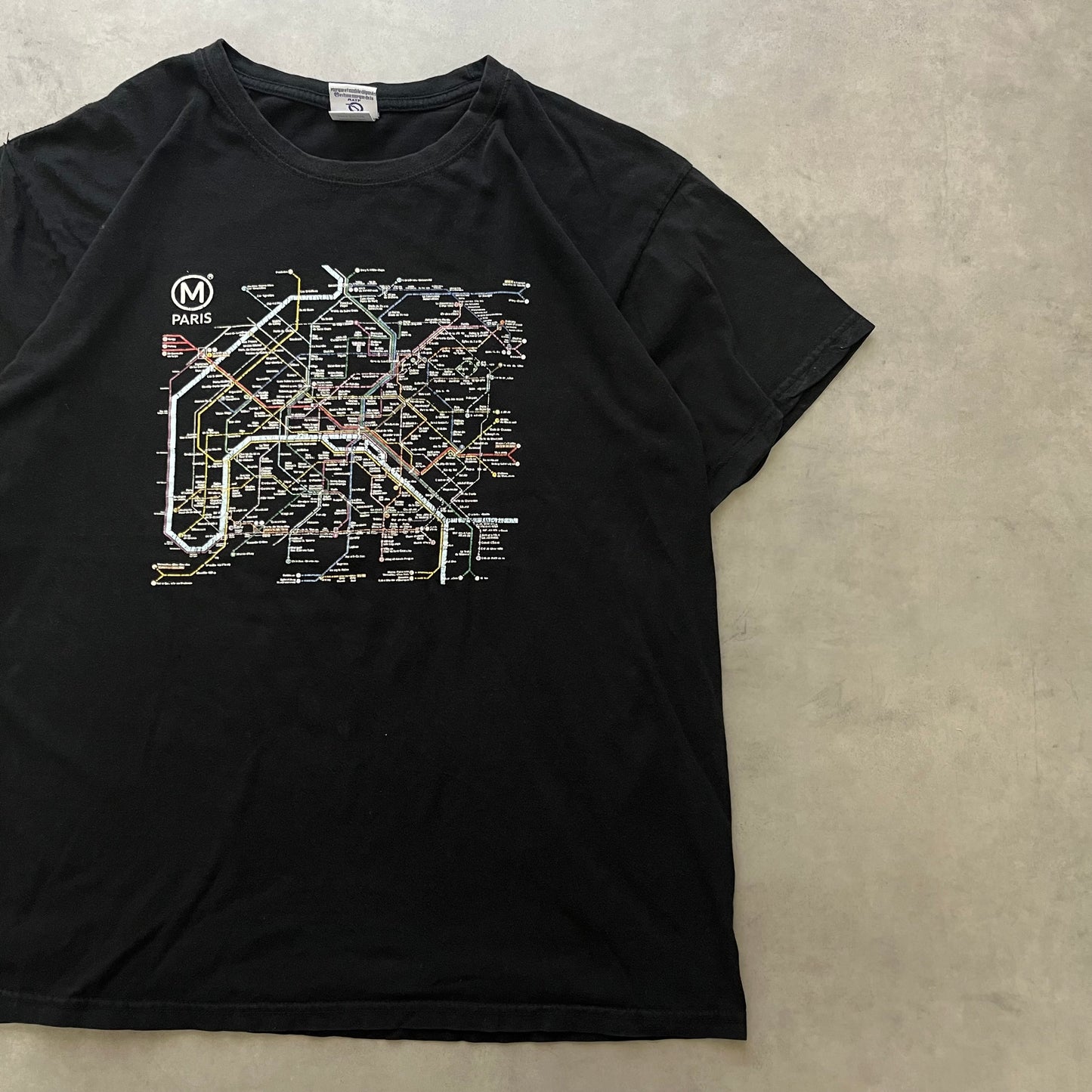 【USED】Paris Metro Map Graphic Tee City Style Black