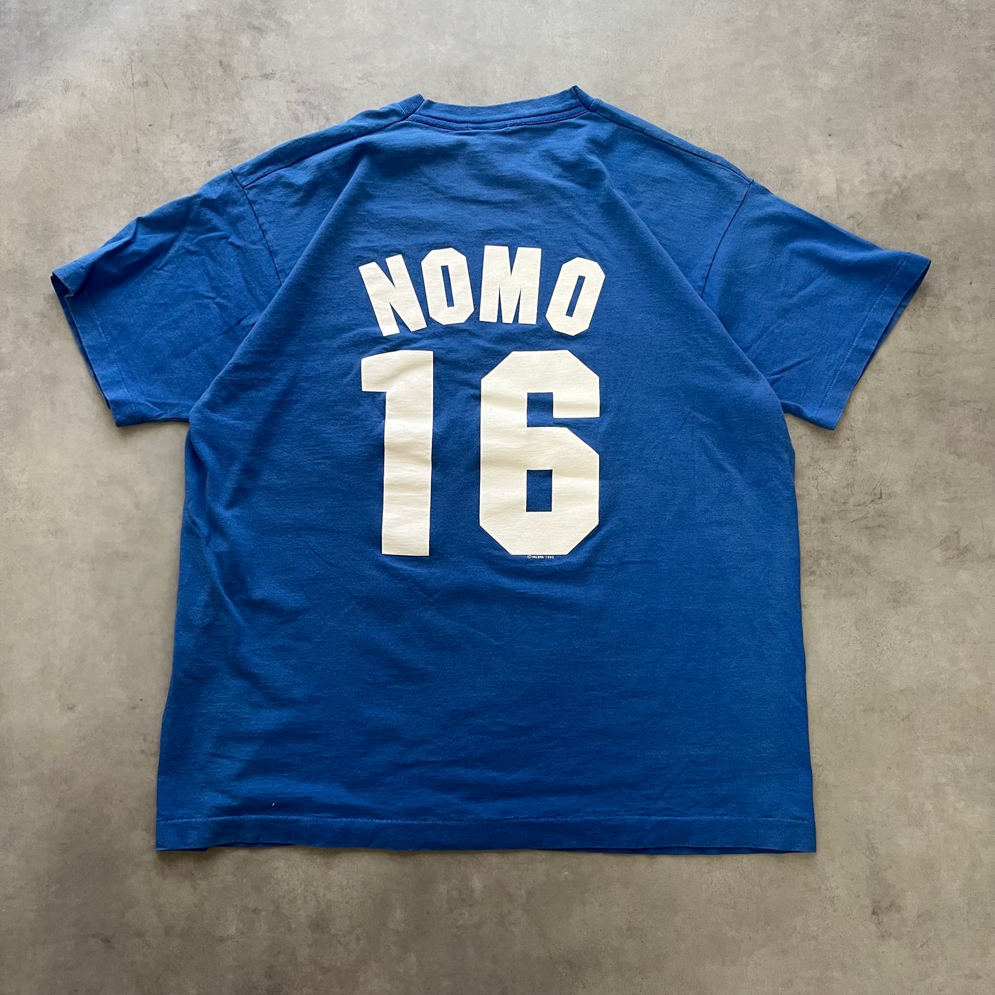【USED】90s Dodgers NOMO Hero Tee USA Made Majestic