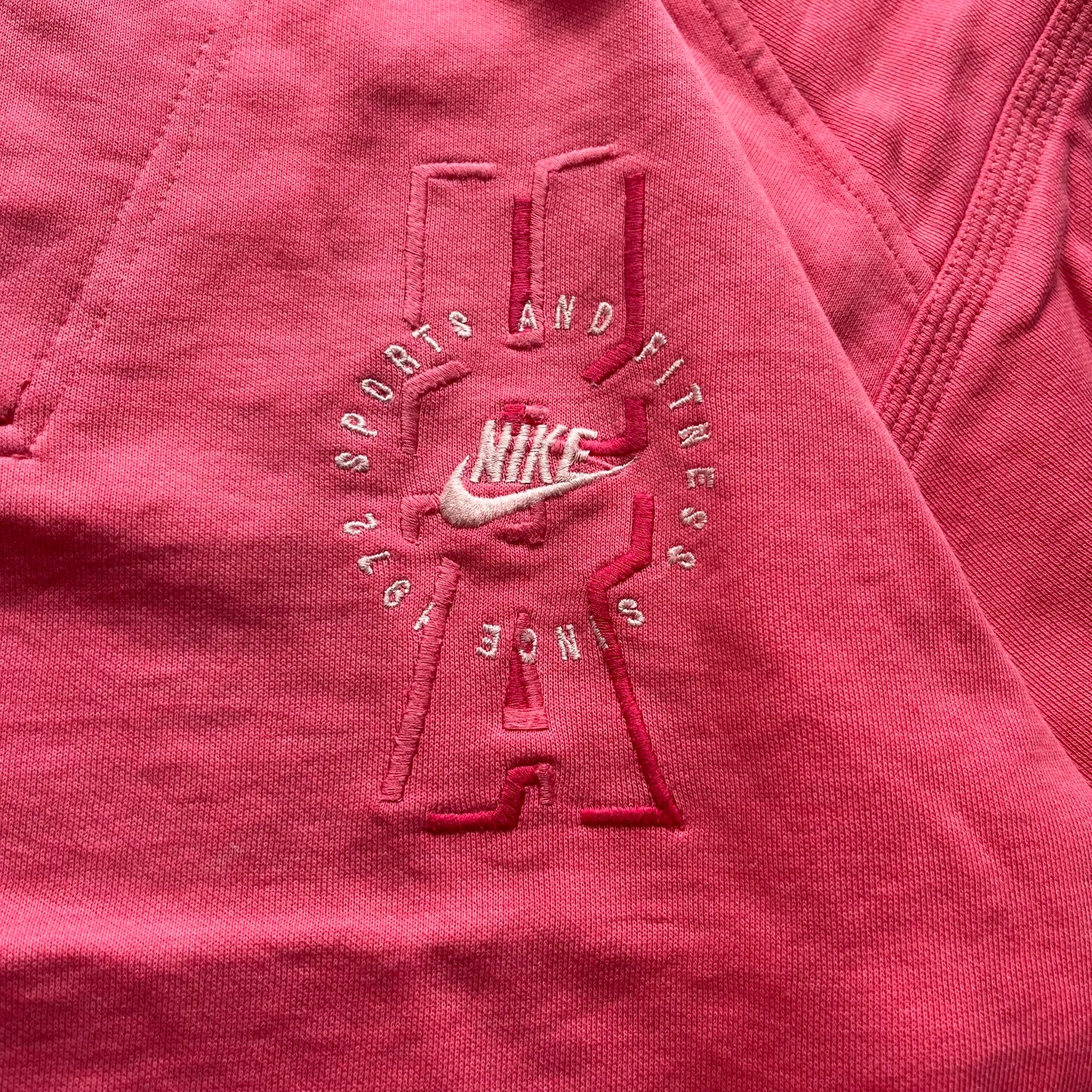【USED】90s Nike Embroidered Sweat Tee Pink Big Arm Style