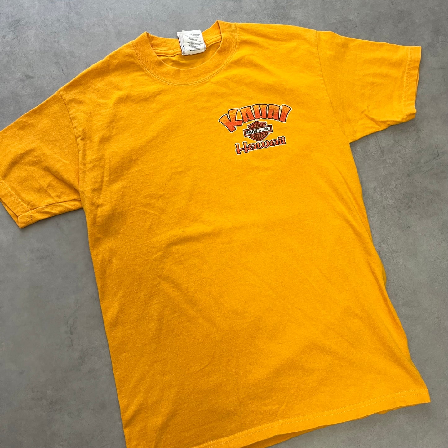 【USED】Harley-Davidson Kauai Hawaii Graphic Tee Yellow S Size