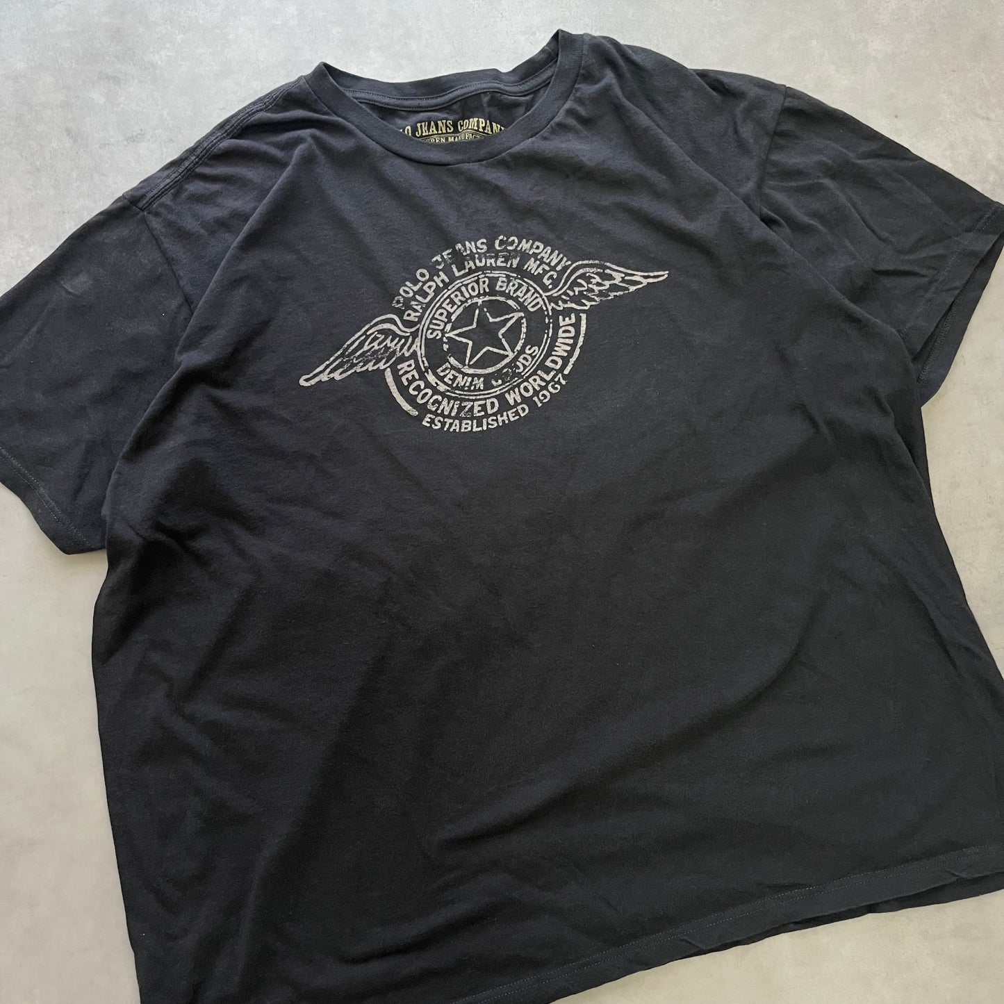 【USED】Polo Jeans Company Graphic Tee Y2K Style Black