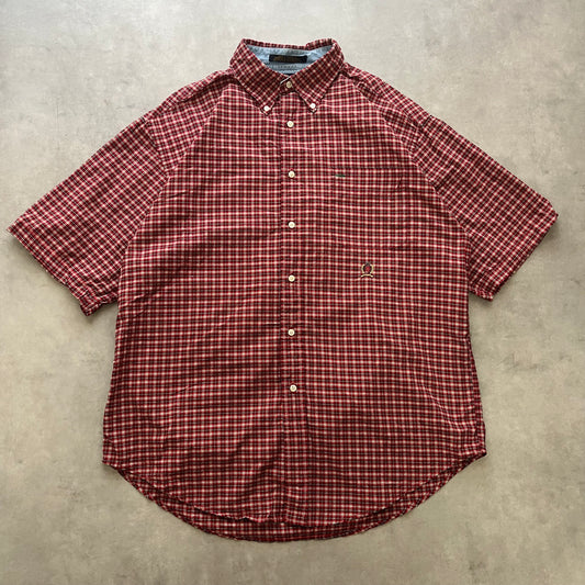 【USED】Tommy Check Button Down Shirt Logo Embroidery