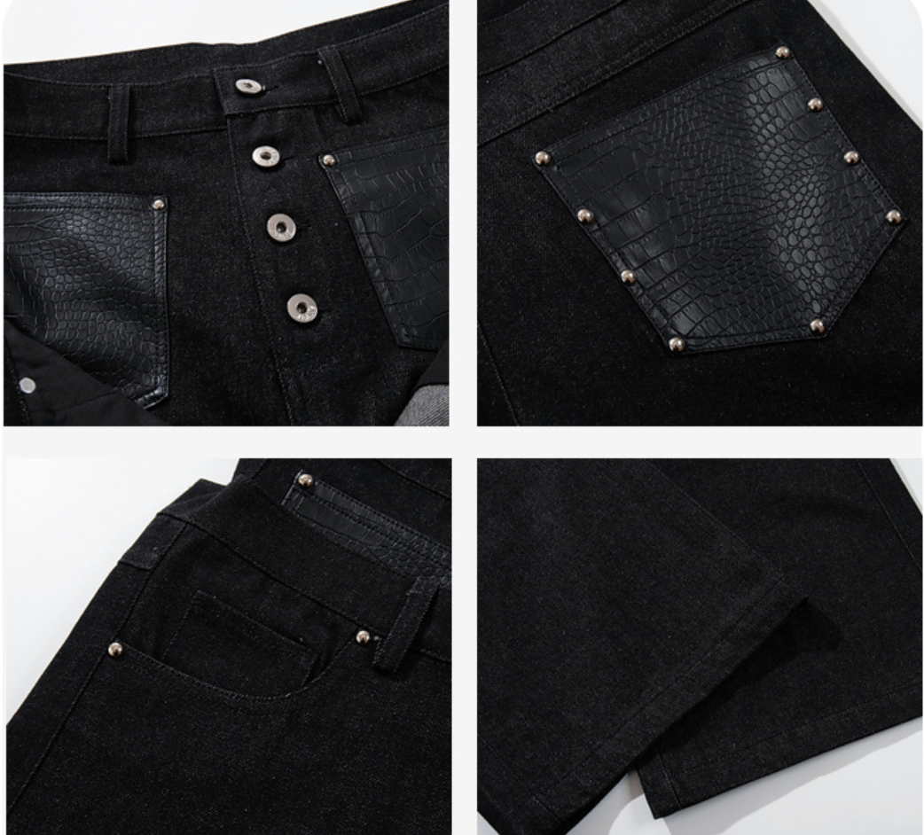 Vintage-Inspired Wide-Leg Denim Pants with Button Detail