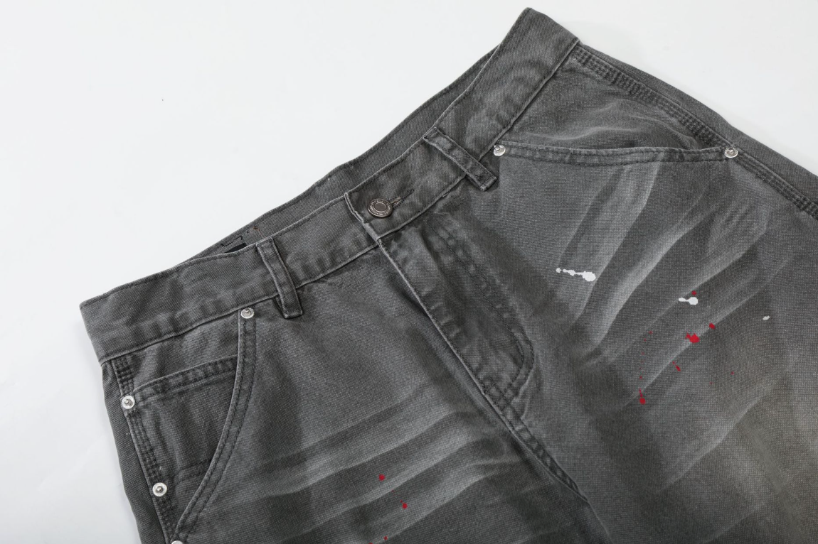 Distressed Paint Splatter Denim Pants