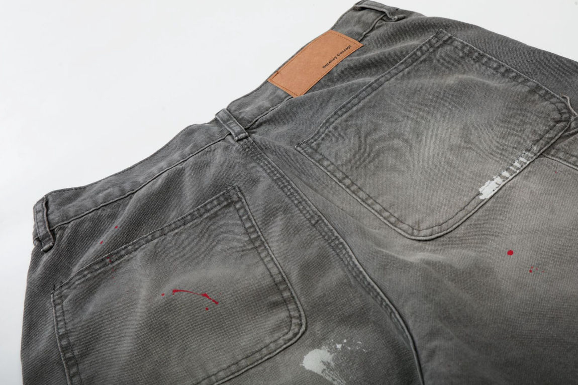 Distressed Paint Splatter Denim Pants