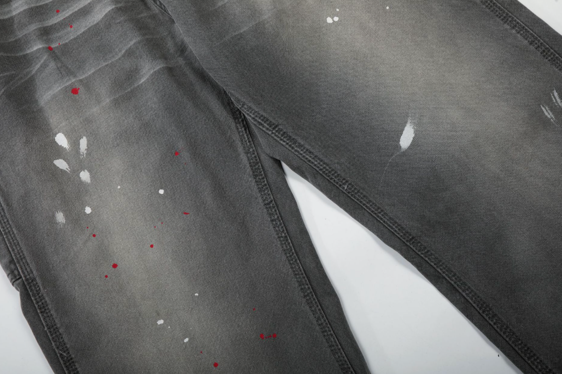 Distressed Paint Splatter Denim Pants