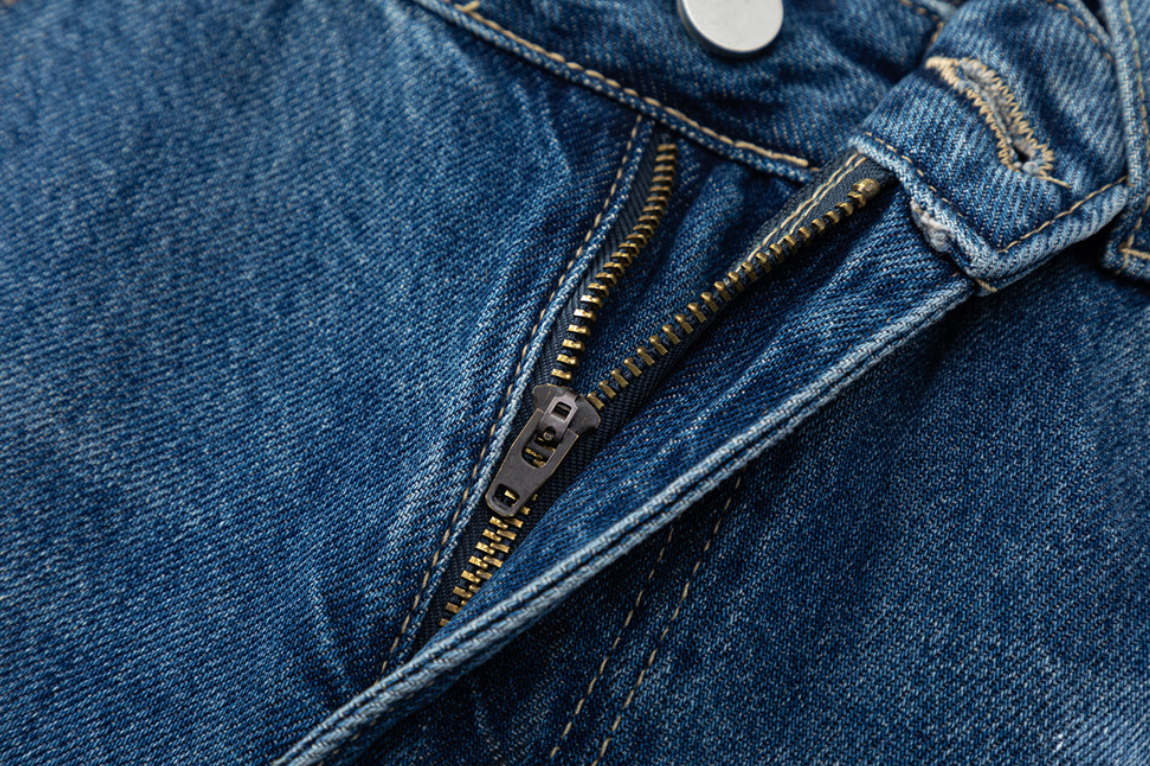 Distressed Straight-Leg Denim Pants