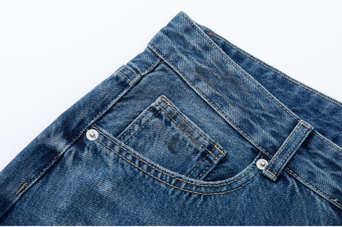 Distressed Straight-Leg Denim Pants