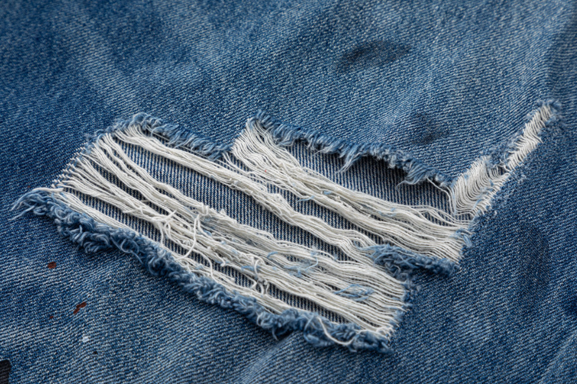 Distressed Straight-Leg Denim Pants