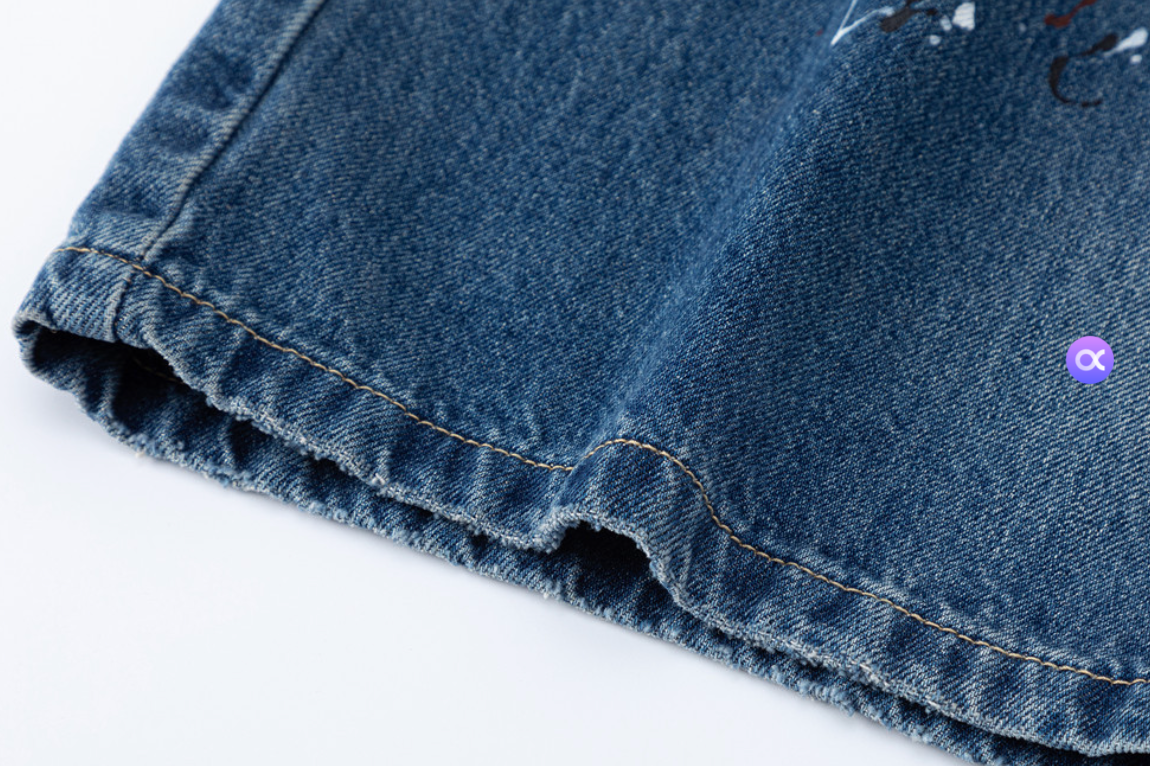 Distressed Straight-Leg Denim Pants