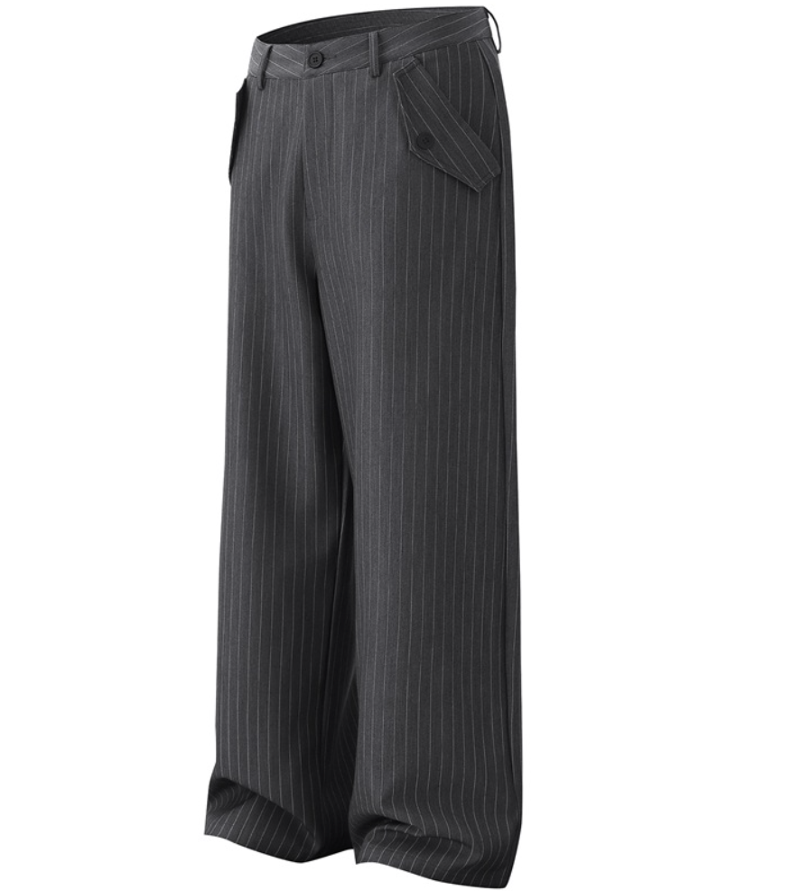 Striped Wide-Leg Trousers