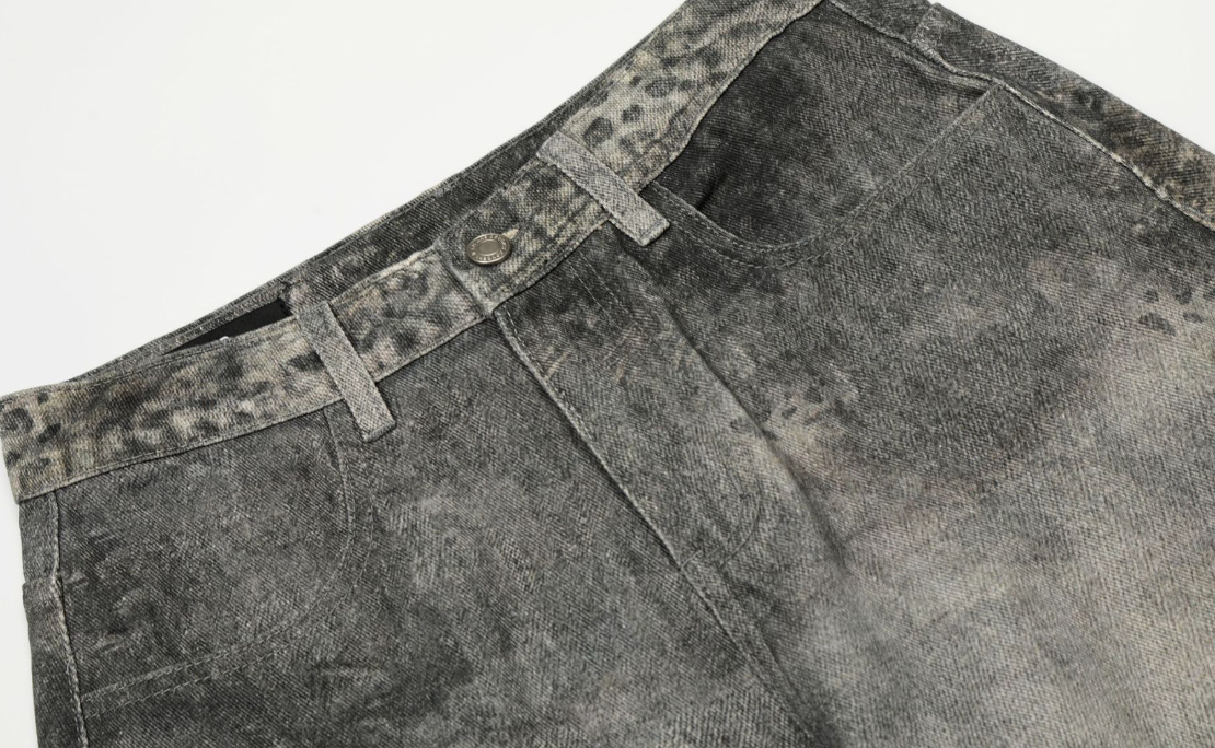 Deconstructed Wide-Leg Denim Pants