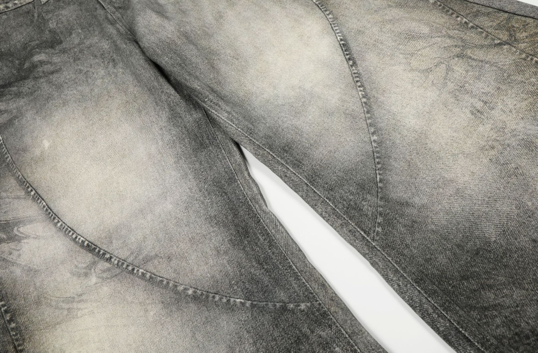 Deconstructed Wide-Leg Denim Pants