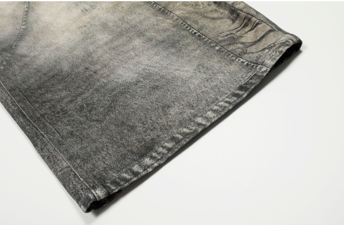 Deconstructed Wide-Leg Denim Pants