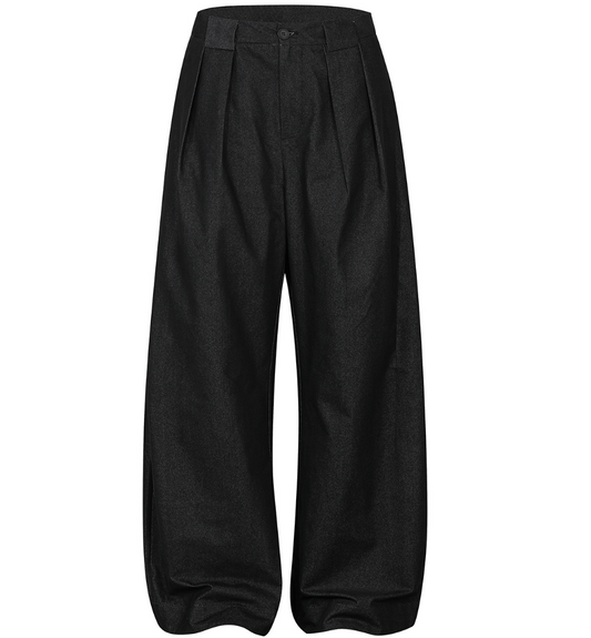 Blend Draped Pleated Wide-Leg Trousers