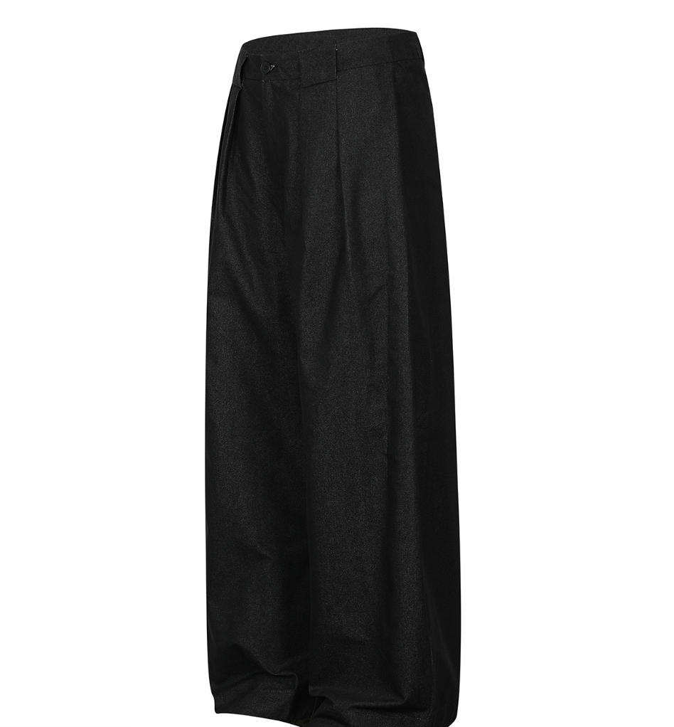 Blend Draped Pleated Wide-Leg Trousers