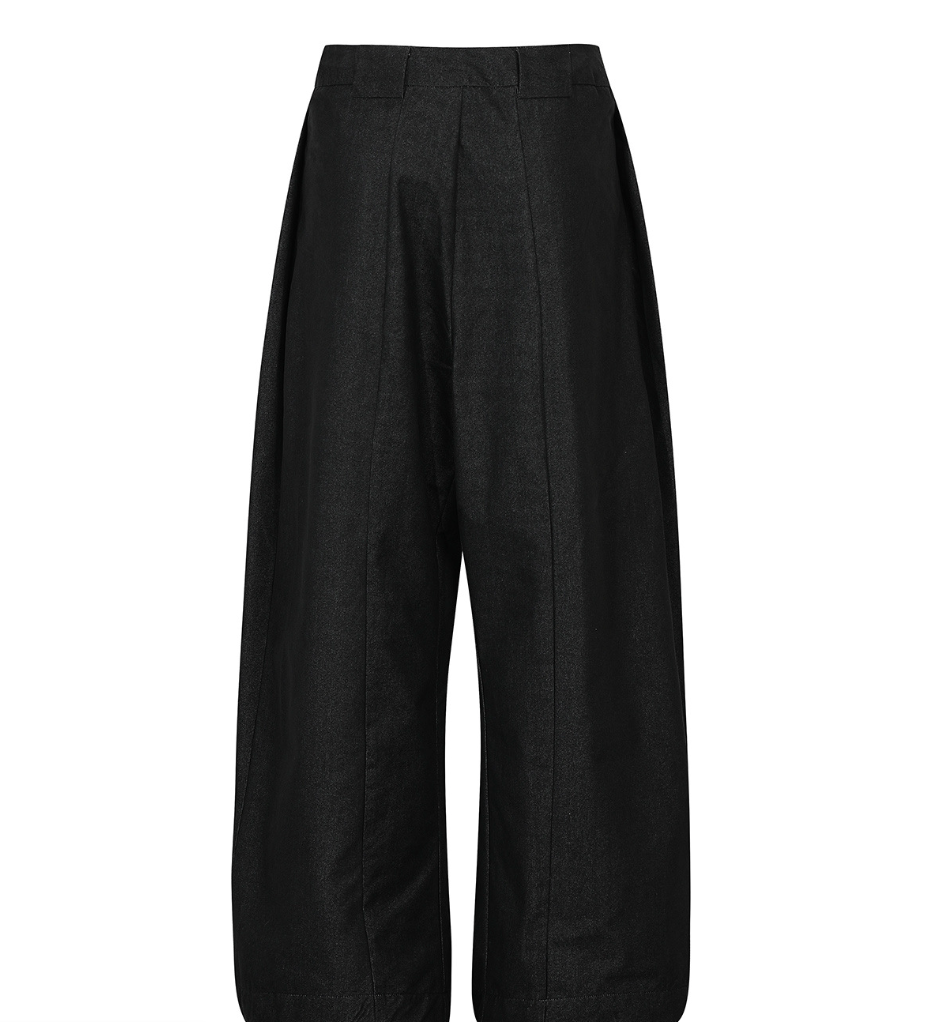 Blend Draped Pleated Wide-Leg Trousers